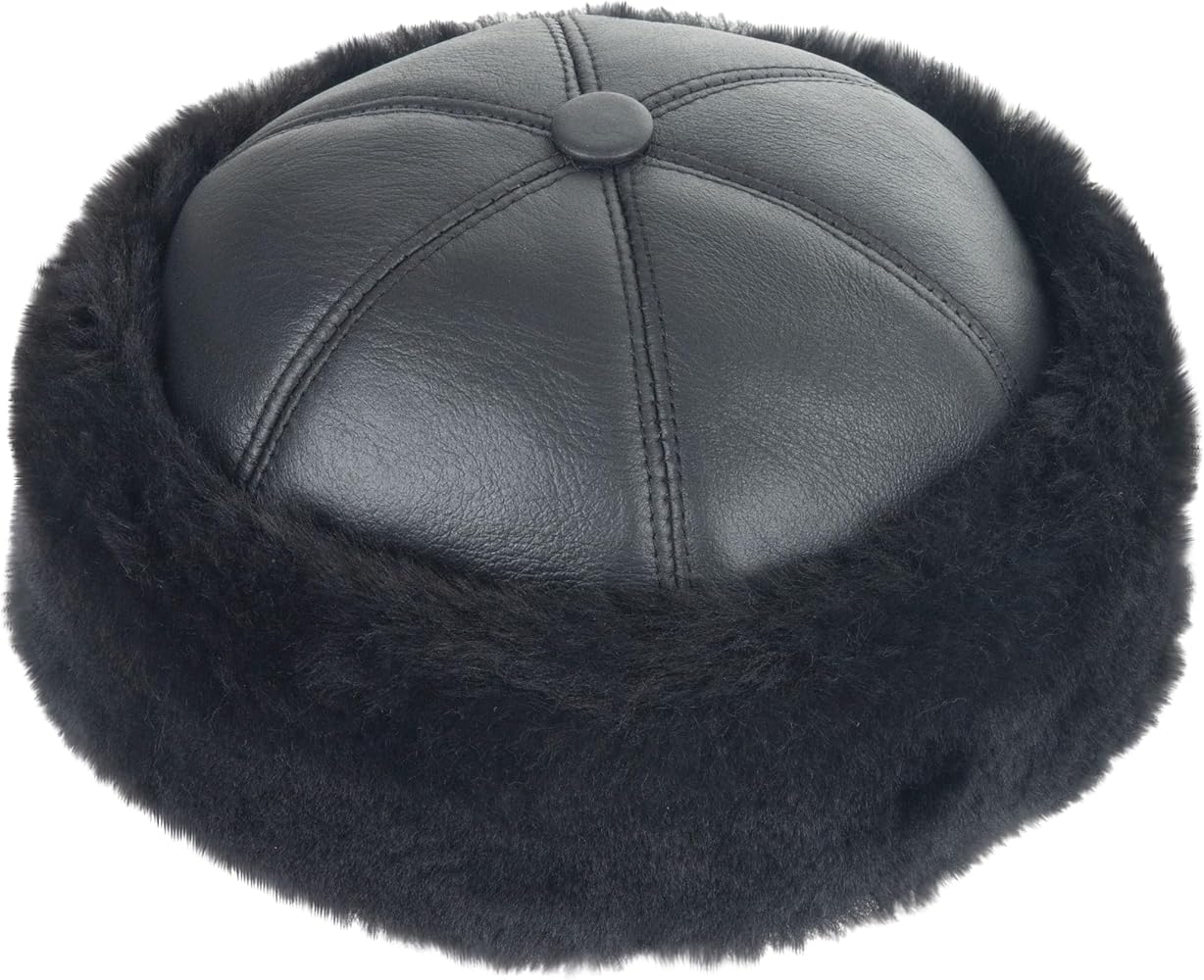 Zessano Leather Winter Fur Hat - Unisex Shearling 100% Leather