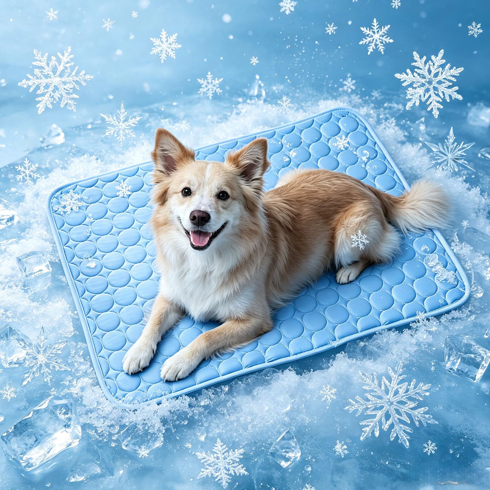 Tencipeda Dog Cooling Mat, Pet Ice Silk Cooling Mat for Indoor Outdoor, Soft Comfortable Icy Nap Mat for Small Medium Large Pets (Blue,XX-Large)
