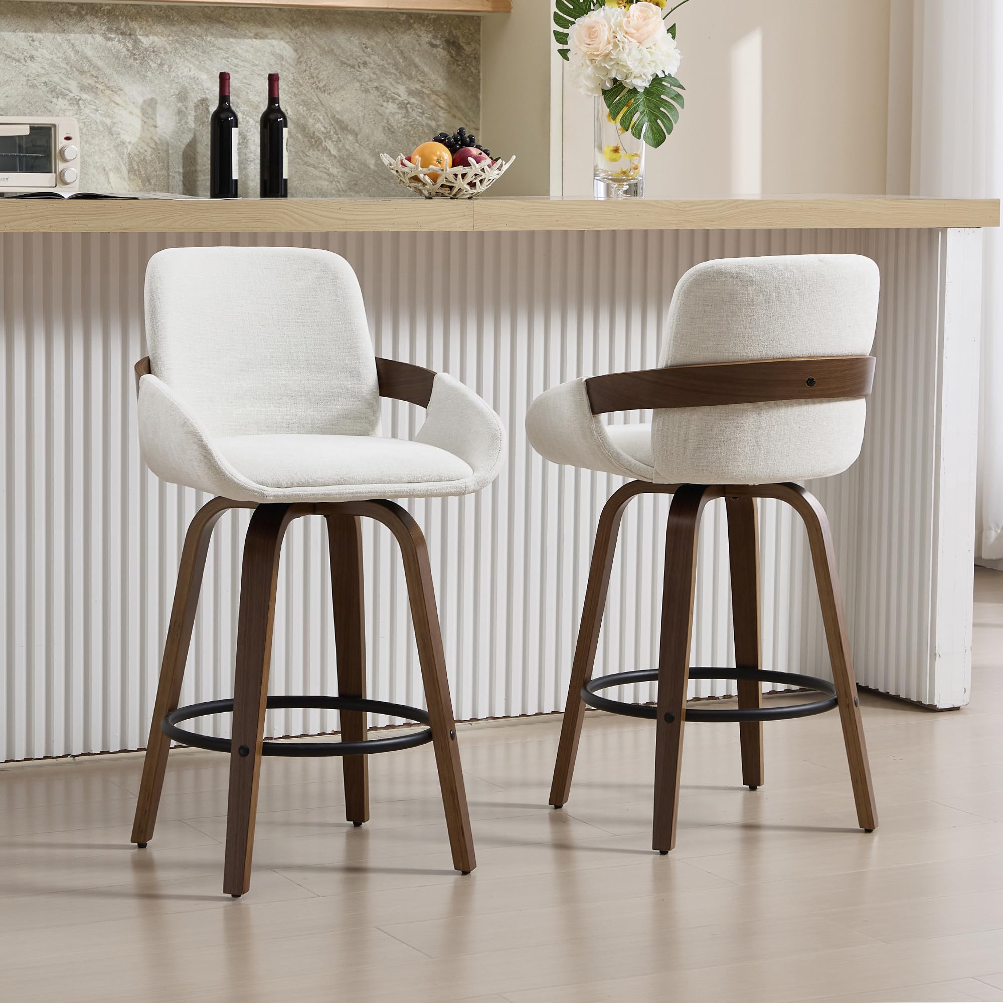 Amazon.com: VipDesk Beige Fabric Swivel Bar Stools with Back