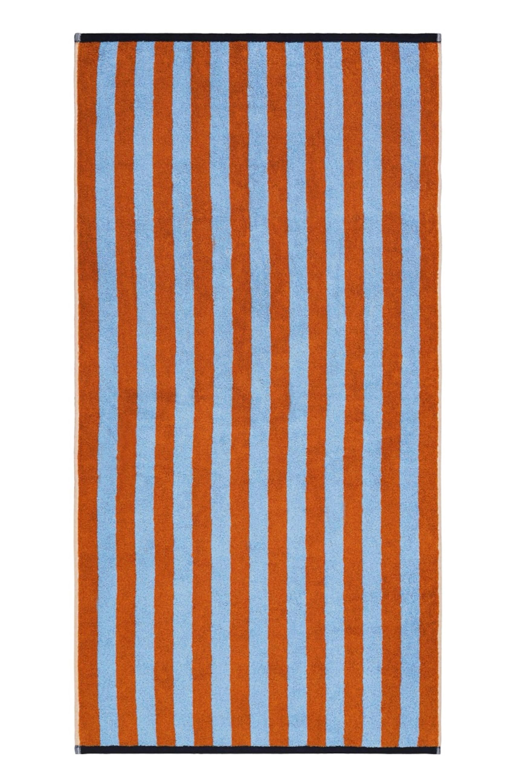 Herzbach home Duschtuch Good Vibes 2er-Set 70 x 140 cm 100% Baumwolle Caramel/Hellblau