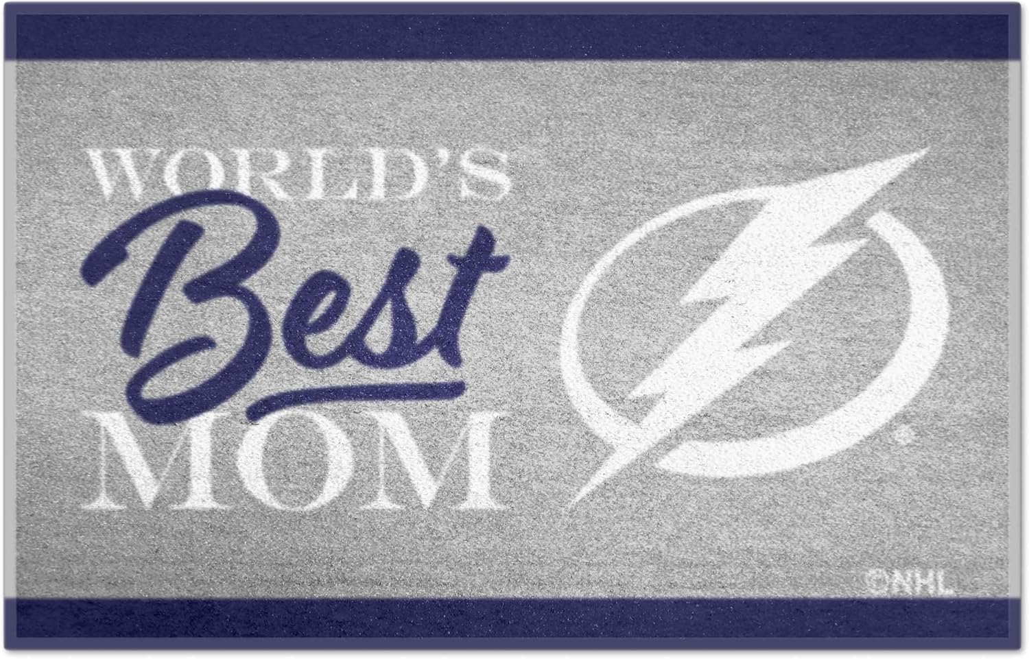 FANMATS 34163 NHL - Tampa Bay Lightning Starter Mat - World's Best Mom | Blue | 19"x30" | Lightning Bolt Primary Logo