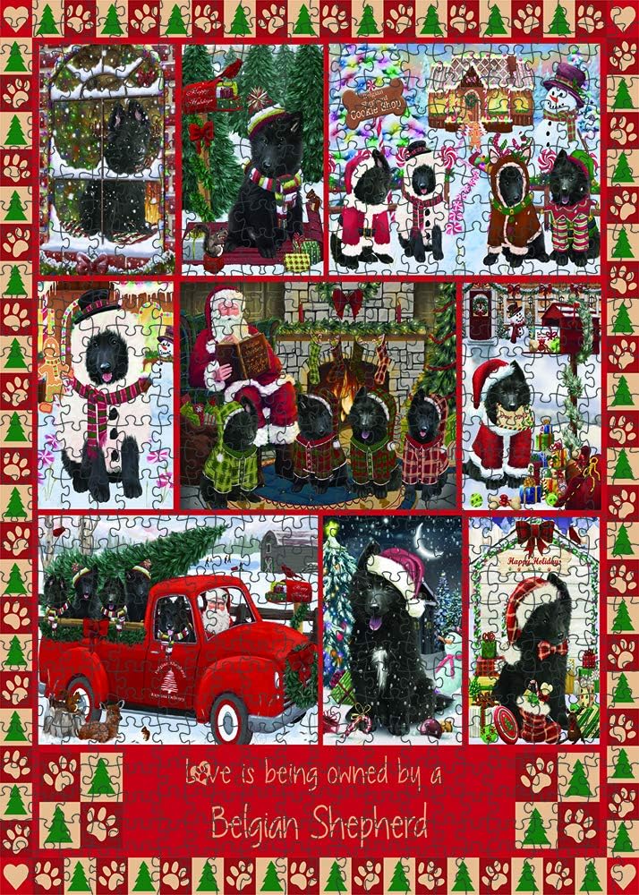 Love is Being Owned Christmas Belgian Shepherd Dog Jigsaw Puzzle for Adults - Animal Printed Interlocking Puzzle Game Artwork - Gift for Dog Lover's - 1000 Pcs 29.5"x19.7"