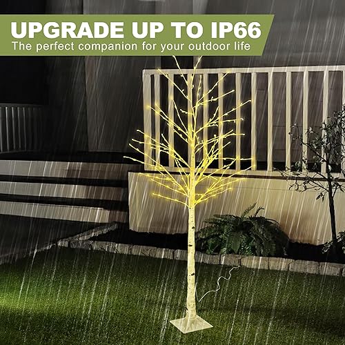 Miniatura 4 de Árbol de abedul iluminado de 6 pies con luces de hadas, 260 luces LED de abedul con temporizador para interiores y exteriores, hogar, dormitorio,