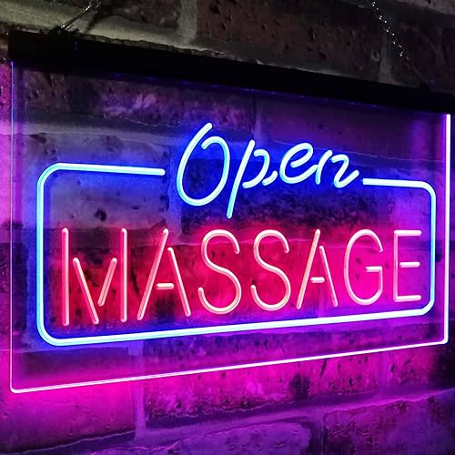 Miniatura 2 de ADVPRO Terapia de masaje abierta Walk-in-Welcome Display Cuidado del cuerpo Señal de neón LED de doble color azul y rojo 24 "x 16" st6s64-i0365-br