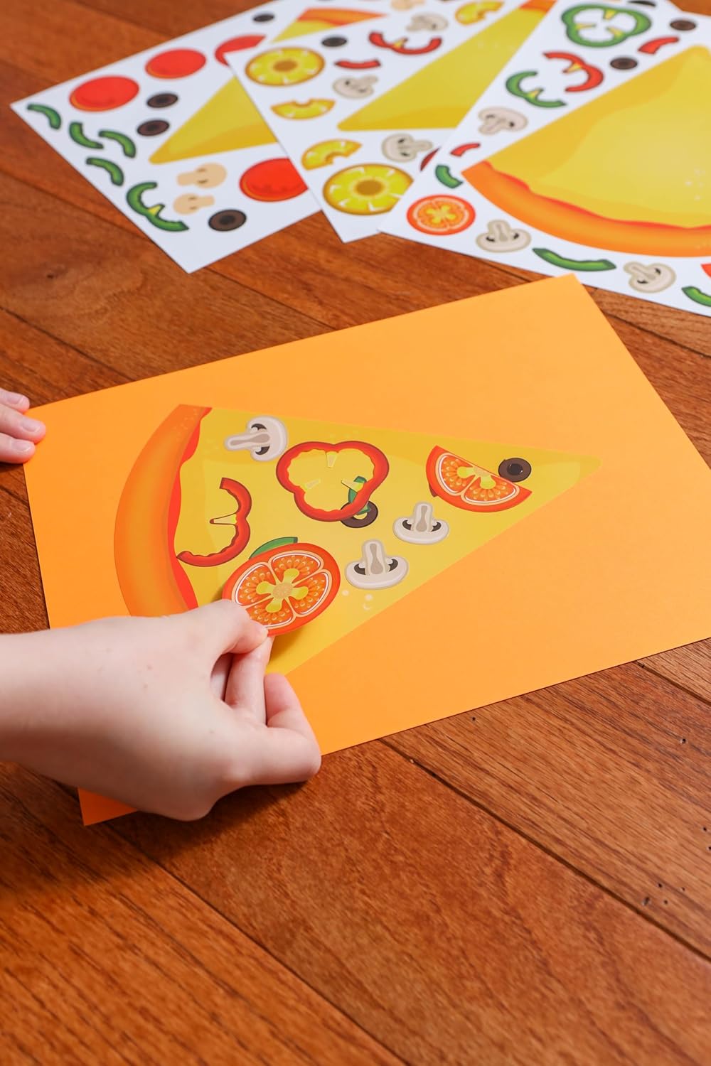 24 Make A Pizza Stickers for Kids (Large Size 8.5 x 11 inches) - Great for Pizza Parties & Pizza Family Night - Let Your Kids Get Creative & Design Their Favorite Pizza Slice - Ages 3+