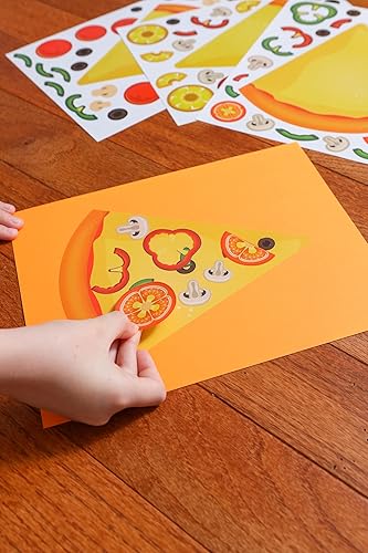 Miniatura 6 de 24 calcomanías de pizza para niños (tamaño grande de 8.5 x 11 pulgadas), ideal para fiestas de pizza y noches familiares de pizza, deja que tus