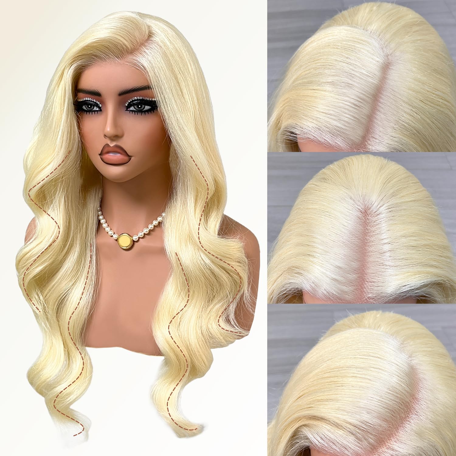 Blonde Lace Front Wig, 6x5 Wear and Go Glueless Body Wave Synthetic lace front Wigs, 26Inch Pre Plucked Pre Cut HD Lace Frontal Wig With Baby Hair (