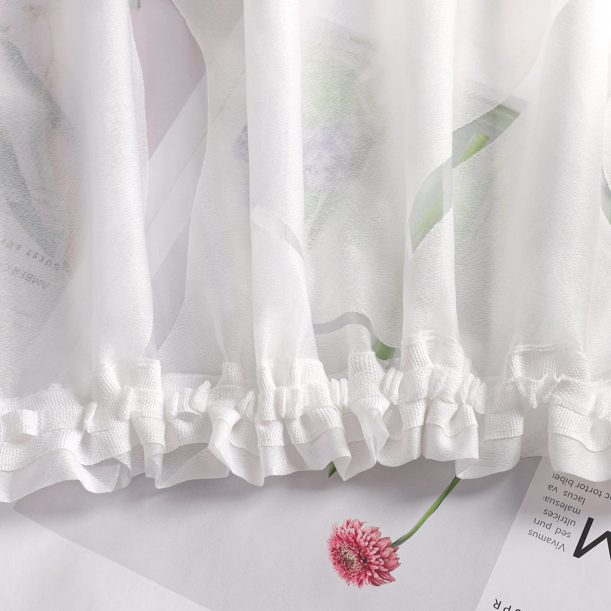 Delien Gardinenschals Ausbrenner Transparente Gardinen mit Kräuselband Modern »Wellen« Fenster Gardinen Wohnzimmer Flächenvorhänge Dekoschals Vorhang mit Wellenmuster 1 St. Weiß,BxH 140x245cm