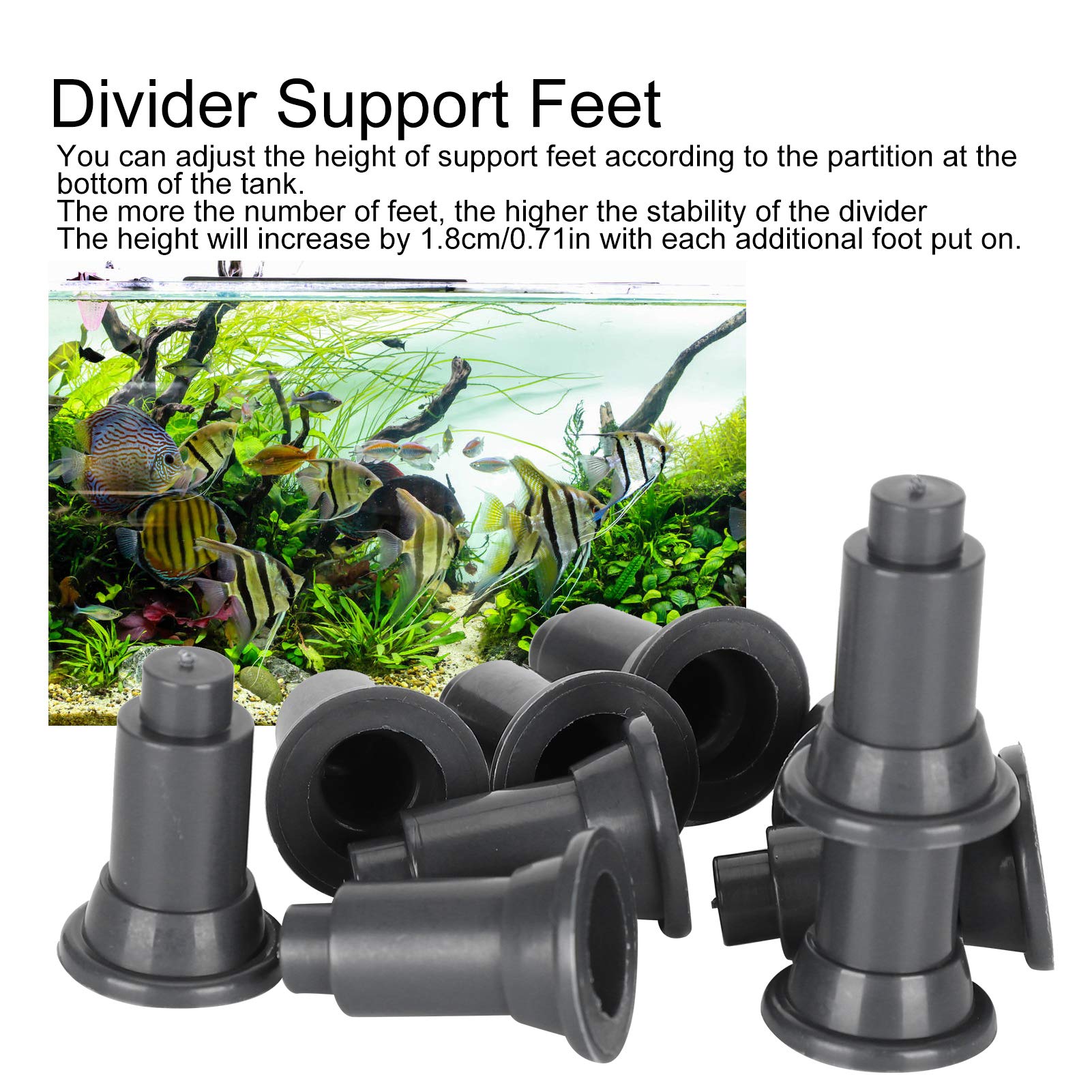 KIMISS Fish Tank Divider Soutien des Pieds 100pcs / Set Aquarium Isolement Board Support Feet for Fish Tank Divider Egg Crate (Black)