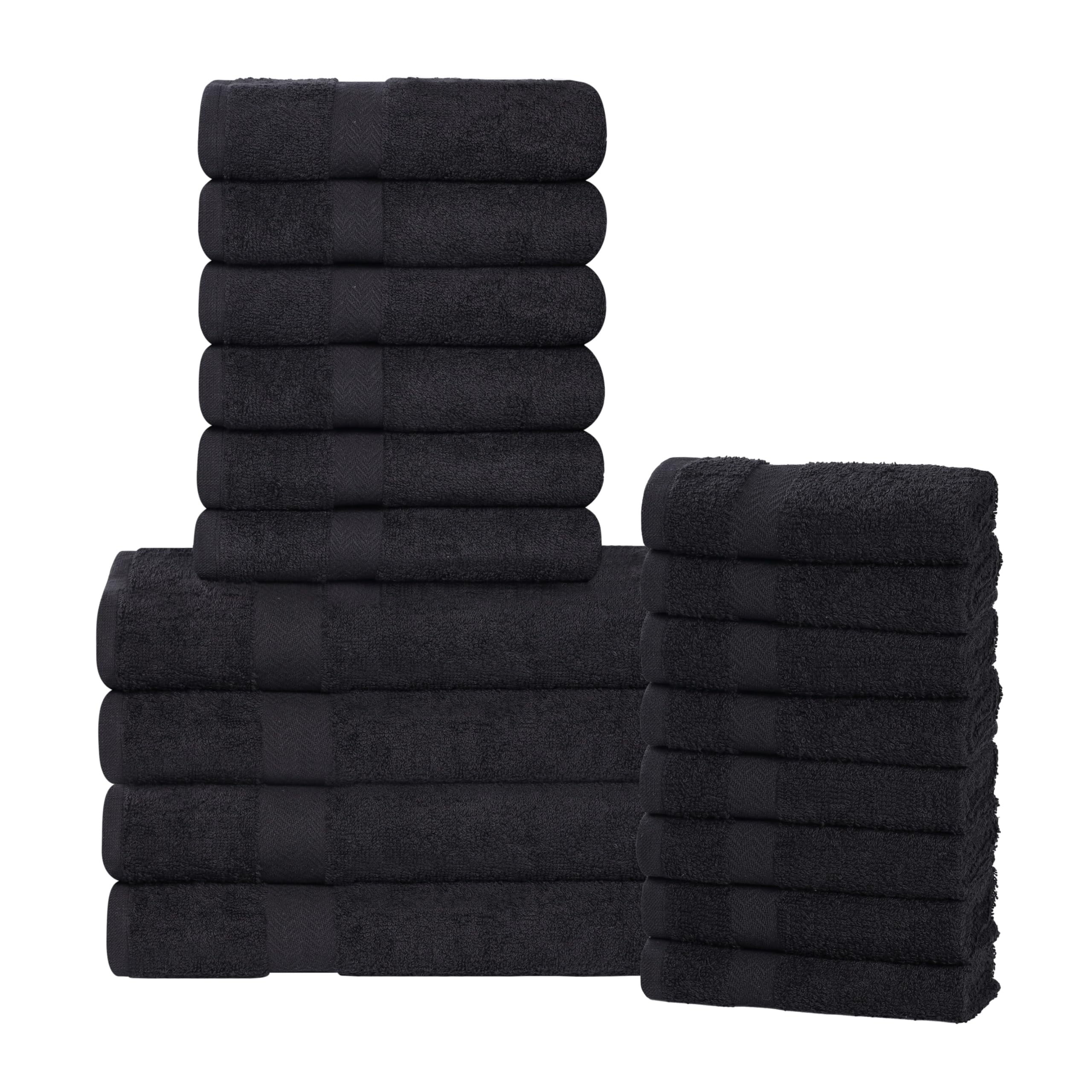 Superior Franklin, Set di 18 asciugamani in cotone, peso medio per bagno, doccia, spa, asciugatura rapida, essenziali per la casa, include 8 asciugamani per il viso/salviette, 6 asciugamani per le