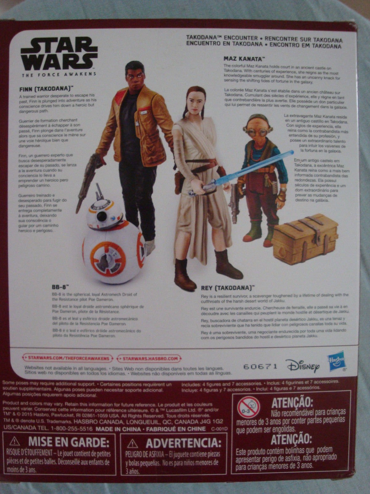 Star Wars Force Awakens Takodana Encounter 4 figurka zestaw zabaw, Rey Finn Maz Kanata BB-8