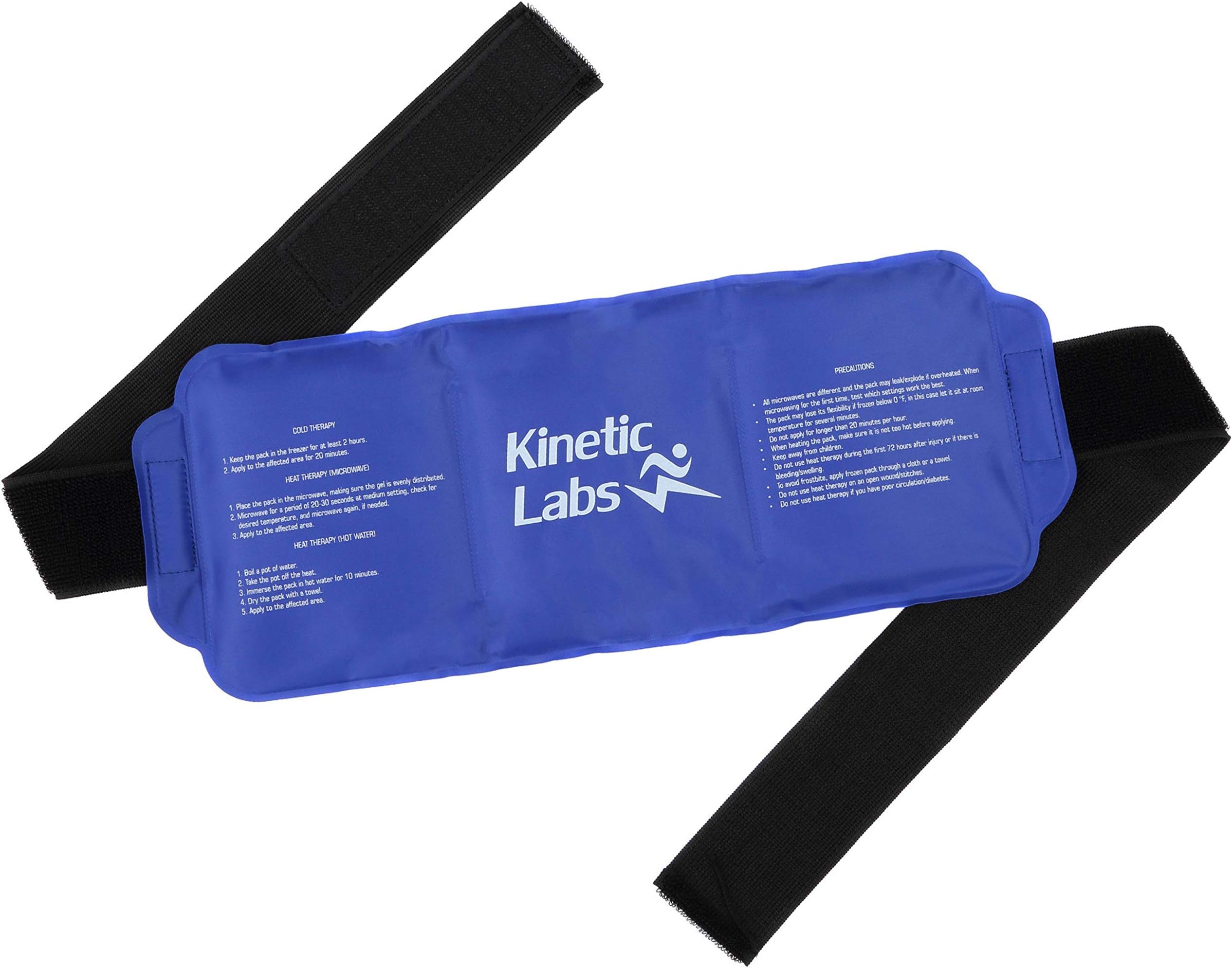 Reusable Ice Pack for Injuries and Pain Relief by Kinetic Labs – Gel Hot & Cold Pack with Strap – Best Ice Pack for Back Knee Shoulder Hip Thigh Leg Neck Head Ankle Feet Fever Surgery