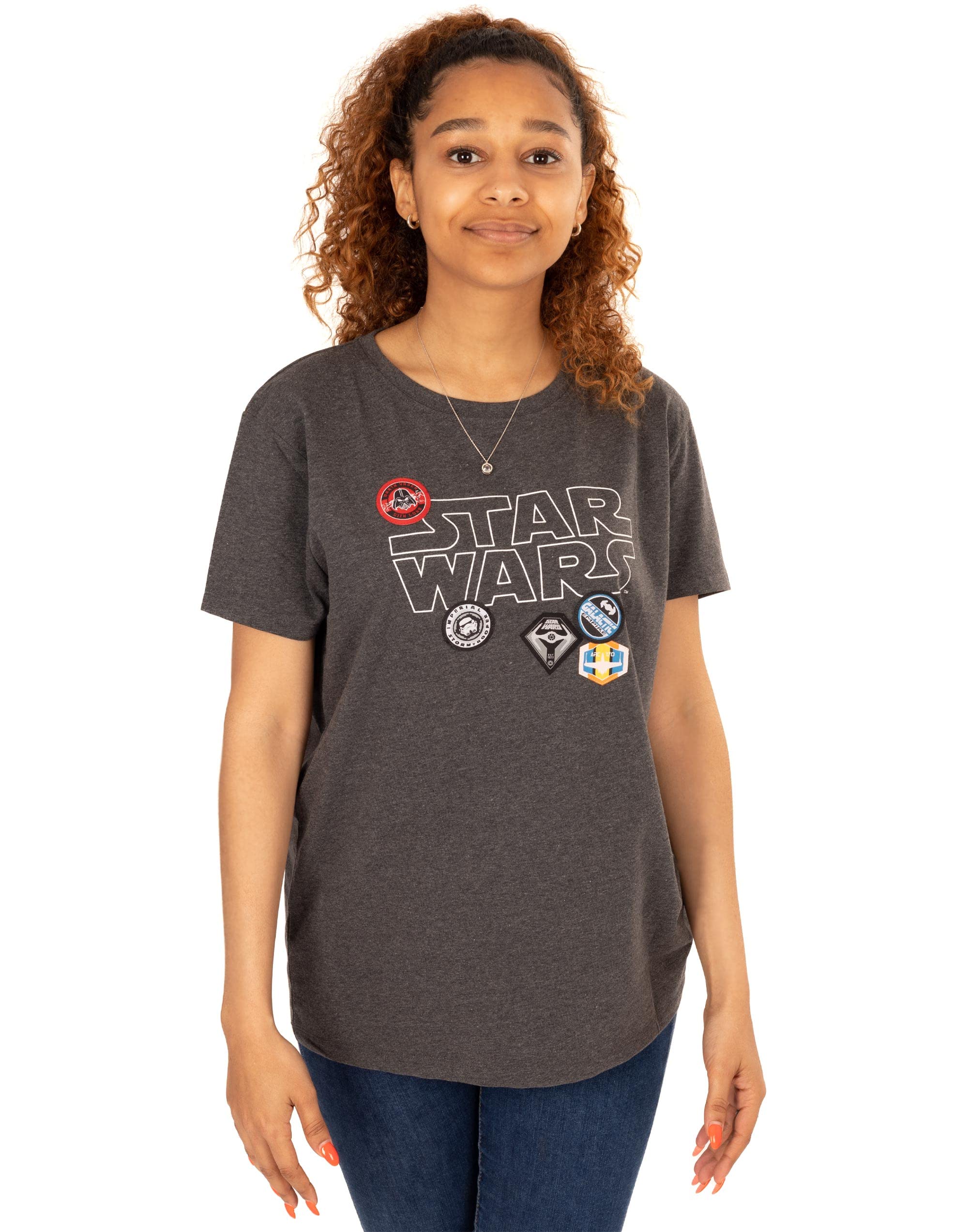 B&Q -  Star Wars Womens Grey Badges Short Sleeved T-Shirt (X-Large)