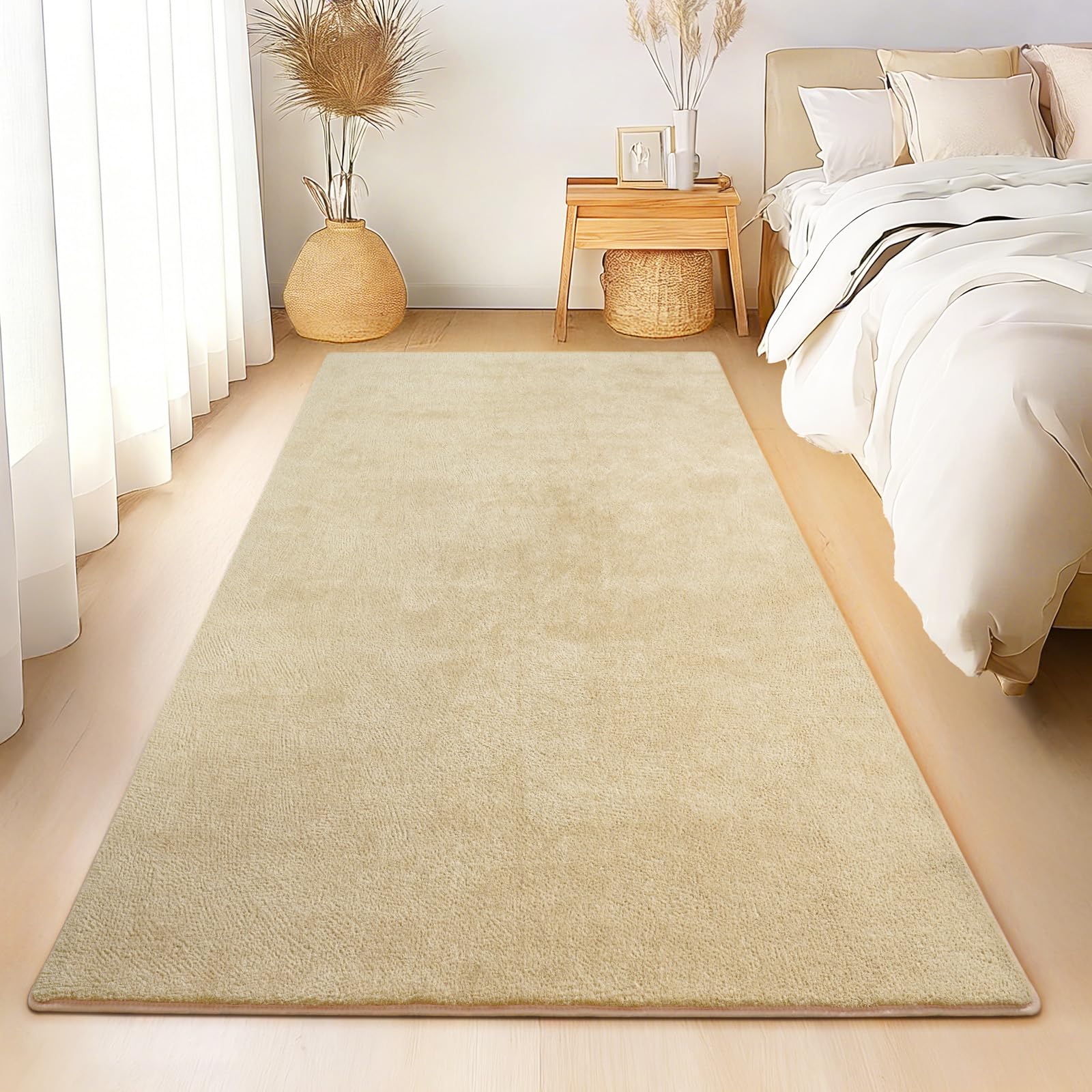 Rezutan Rugs for Living Room Ultra Soft Fluffy Shaggy Carpet Washable Non-Slip Area Rug for Bedroom & Kids Room Cosy Indoor Floor Mat, 80X150cm, Camel — image 1