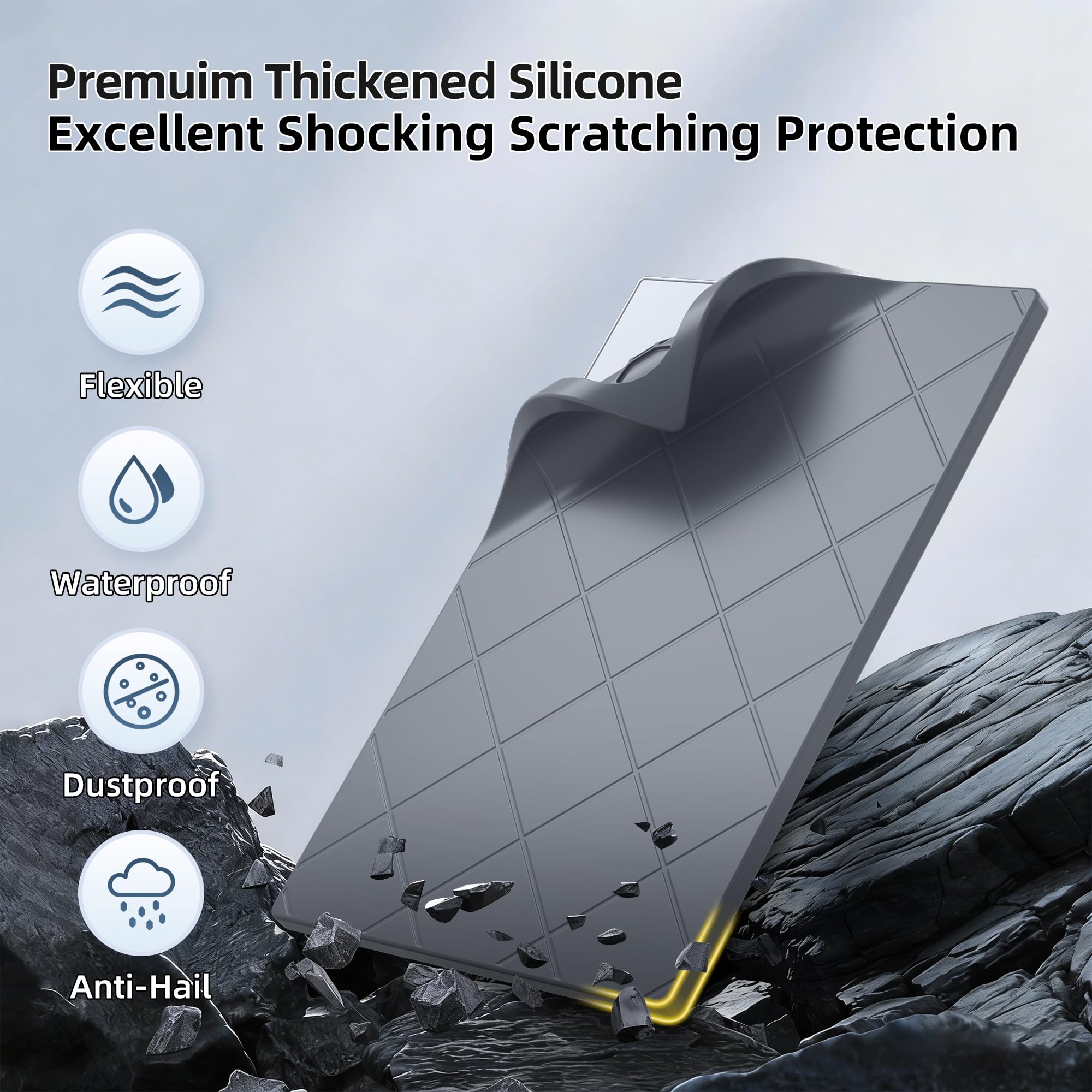 Joinfworld Starlink Gen3 Coque de Protection en Silicone,Antichoc & Étanche,Housse de Protection Résistante aux Rochers et à la Grêle,pour Parabole Standard Starlink,Noir (Gris)
