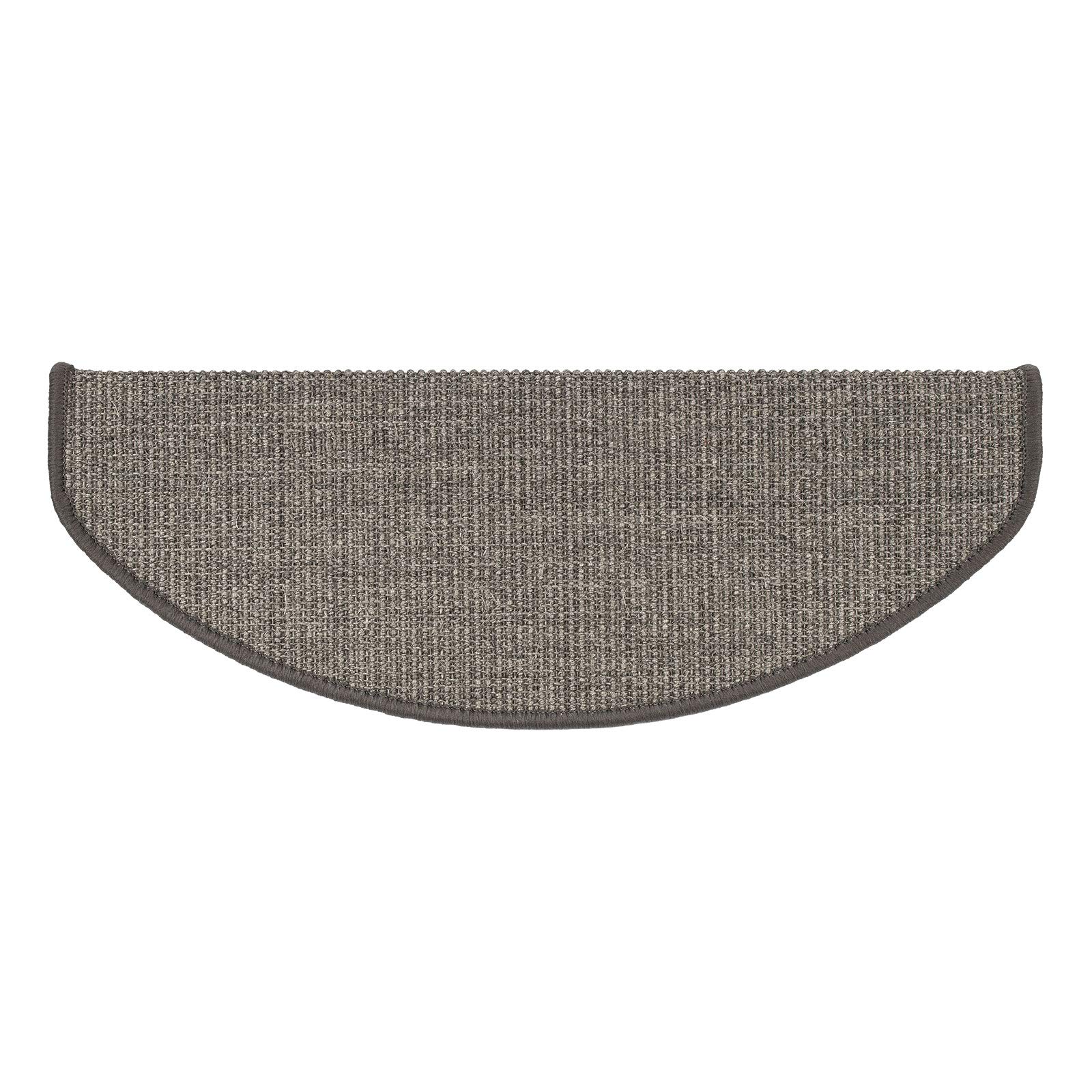 Floordirekt Tapis d'escalier en sisal à l'intérieur, Gris, Semi-Circulaire, pour escaliers en Bois, antidérapant, Auto-adhésif et hypoallergénique, 65 x 23,5 cm