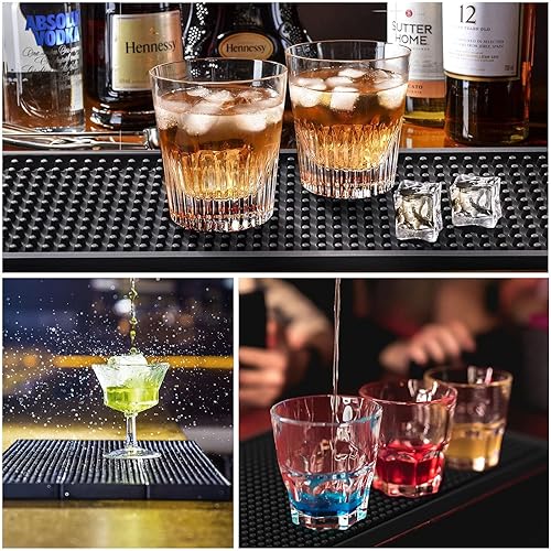 Miniatura 5 de Noverlife Juego de 3 tapetes de goma negra para servicio de bar, tapete de peluquería flexible para encimera, tapetes impermeables para el hogar,