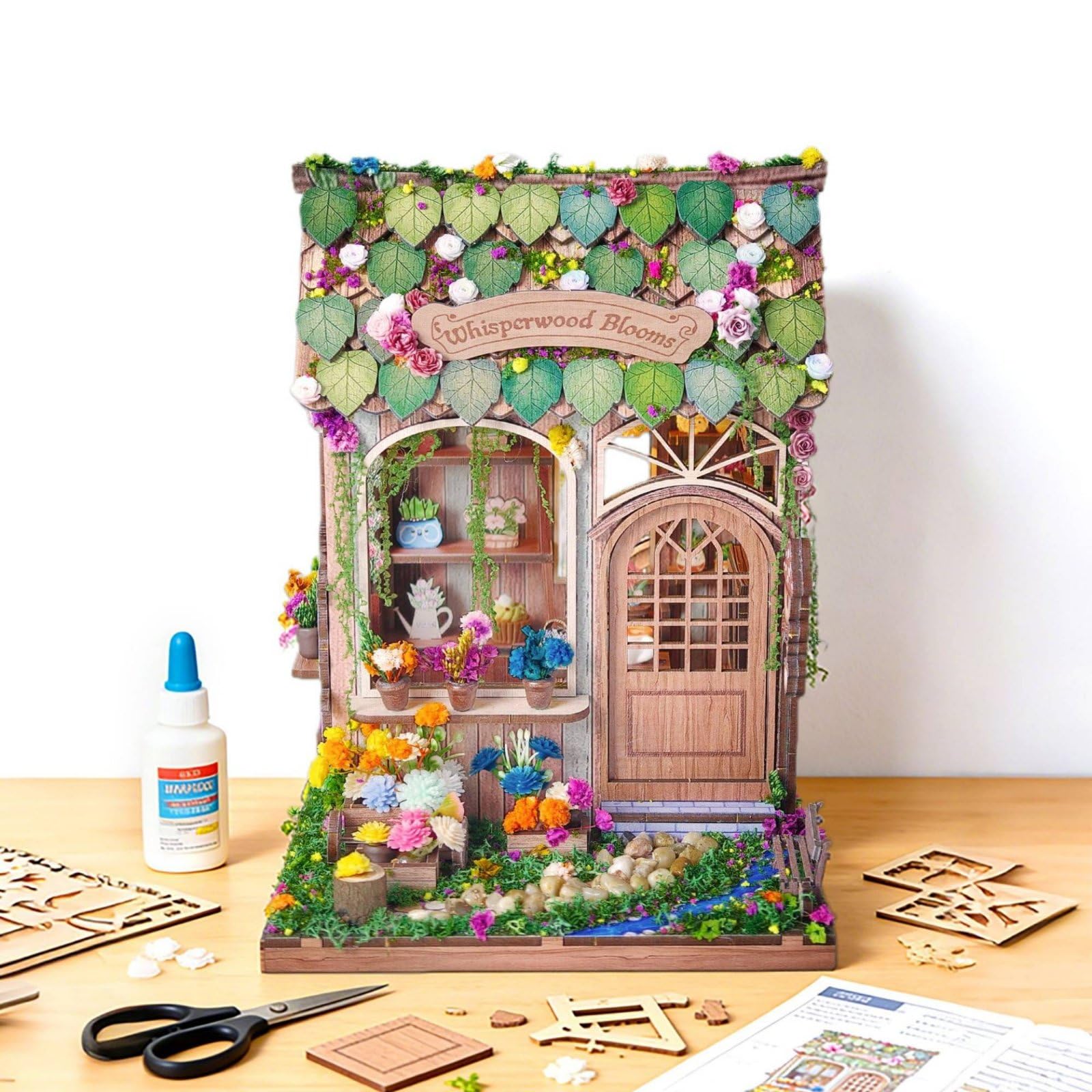 Kit Casa Muñecas DIY ción l Hogar Casa Muñecas DIY Luz LED Pequeña Miniatura Flores para Adultos, Colección