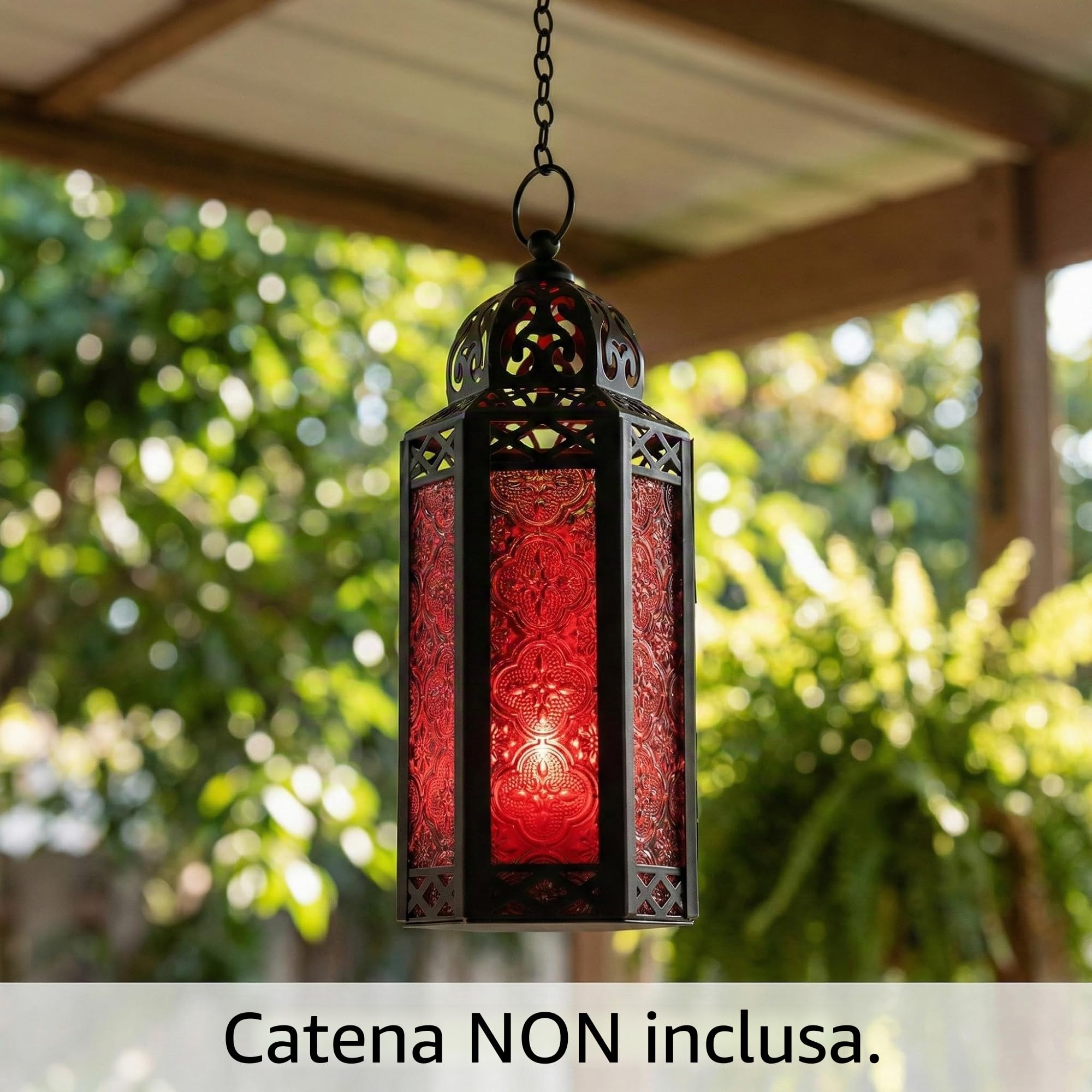 Lanterne in stile marocchino, metallo, Red, medium