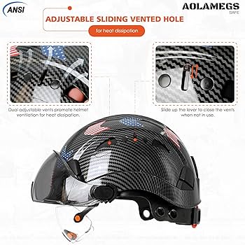 Aolamegs Safe Carbon Fiber Pattern Hard Hat with Visor