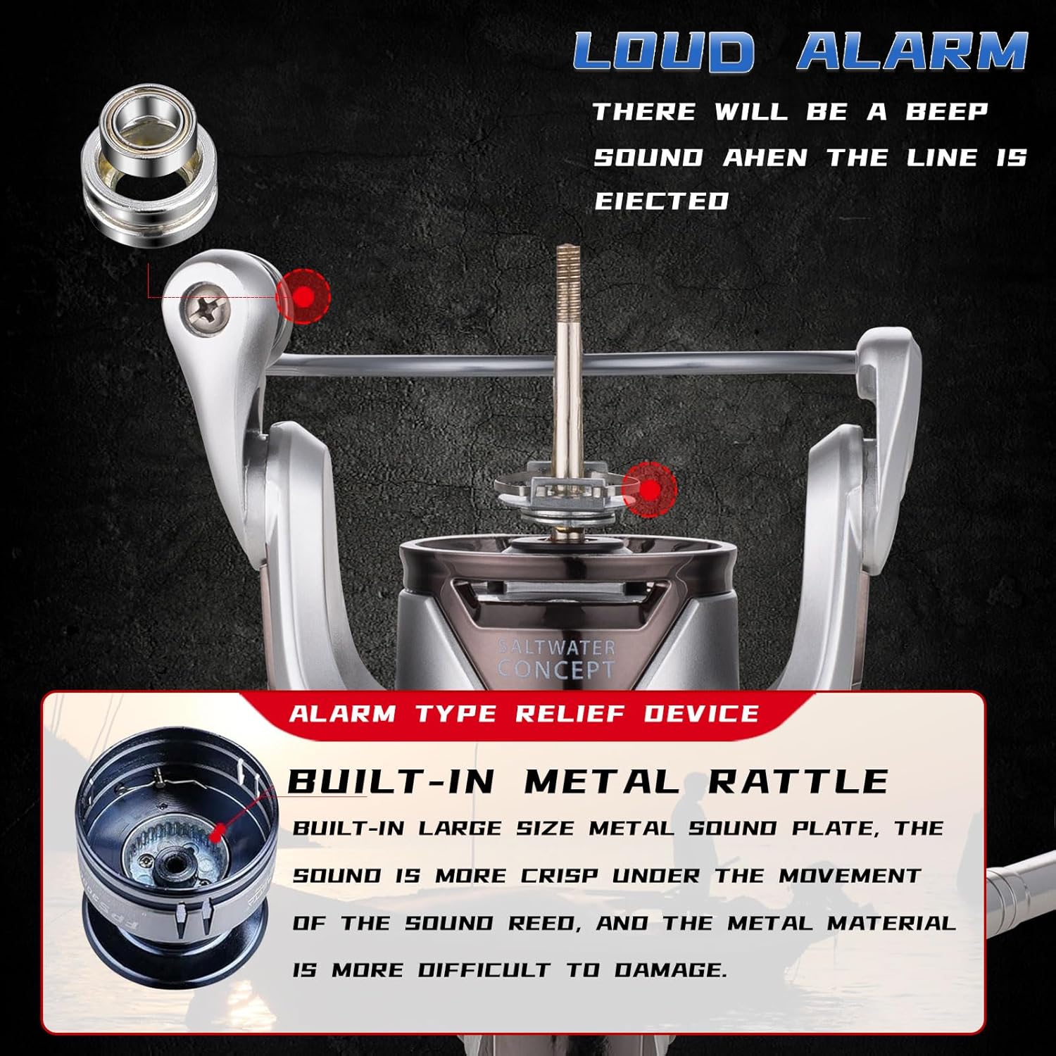 Saltwater Spinning Reel,13+1BB Ultra Smooth Saltwater Fishing Reels,Powerful Carbon Drag,CNC Aluminum Spool & Handle