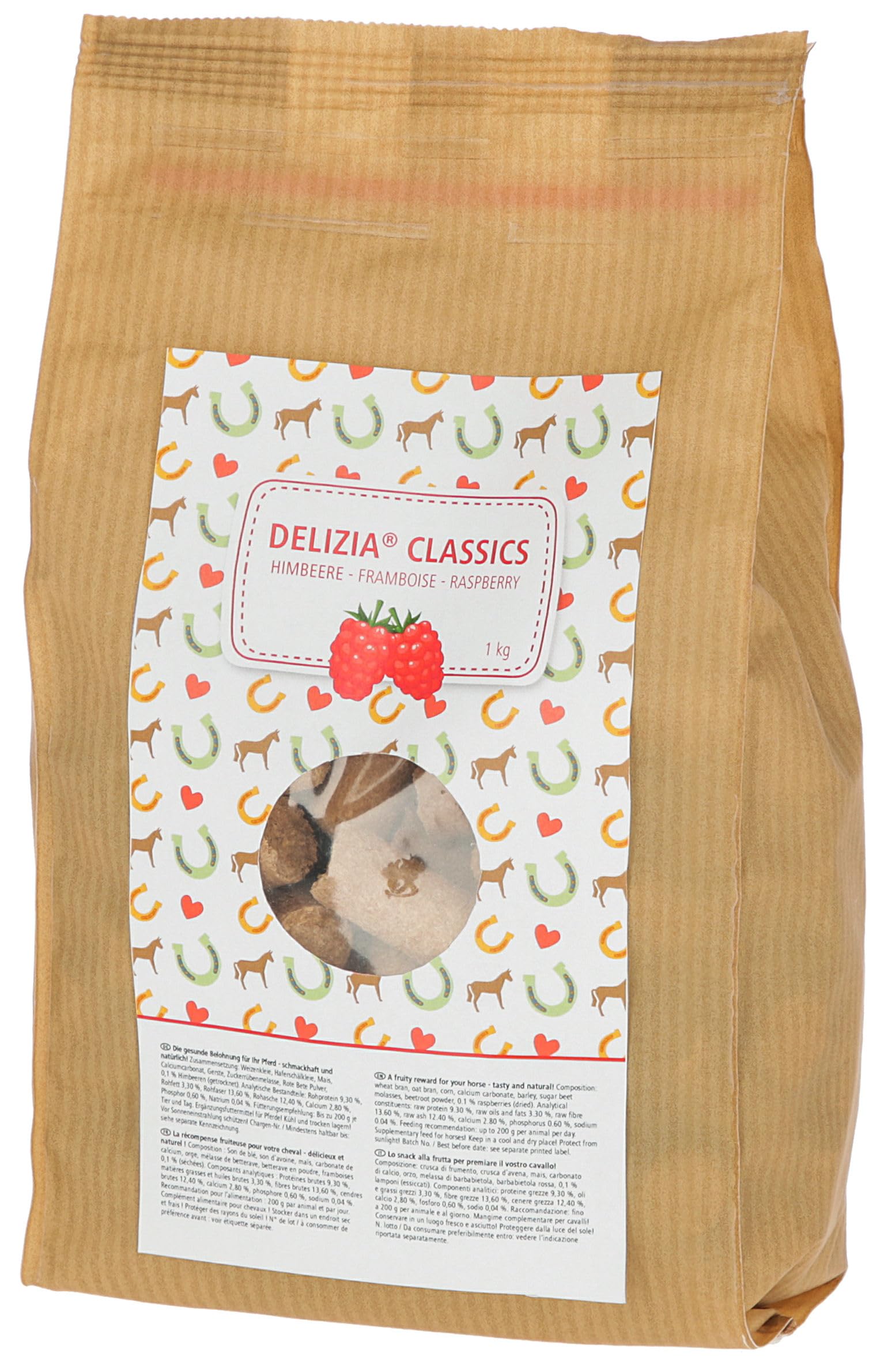 Delizia Belohnungswürfel Classic, Pferdefutter, Ergänzungsfutter, 1kg/Beutel, Himbeere, Pferde, Mineralstoffe, Vitamine