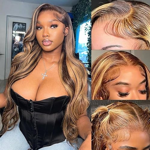 13x4 Ombre Highlight Lace Front Wigs Human Hair with Baby
