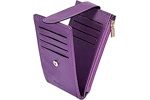 Women's RFID Card Holder for Purse: Slim with Multi Slots, Coin Pocket (Deep Purple)