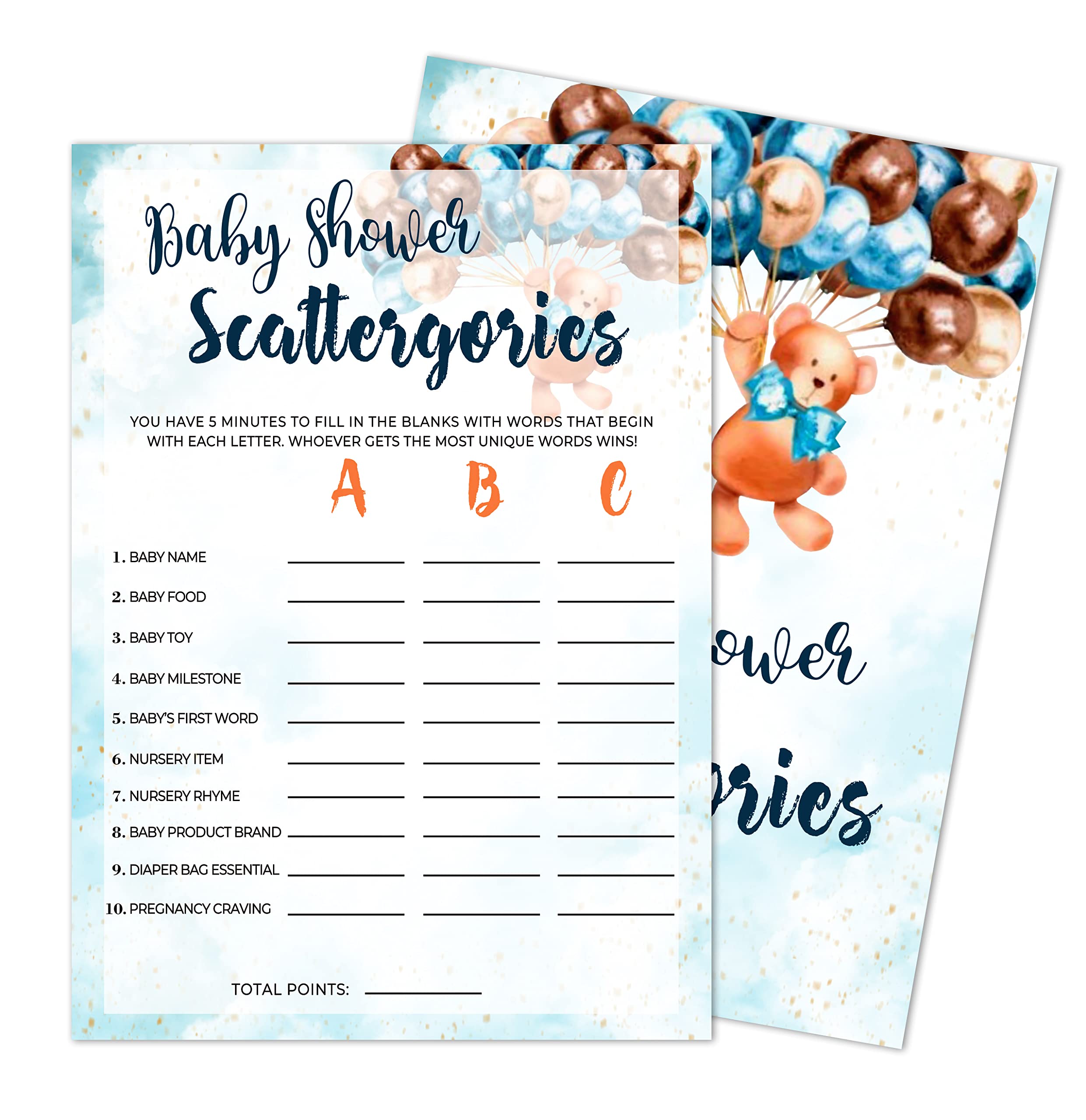 Buy Scattergories Baby Shower Game, Gender Reveal Party Supplies, Teddy Bear Flying with
