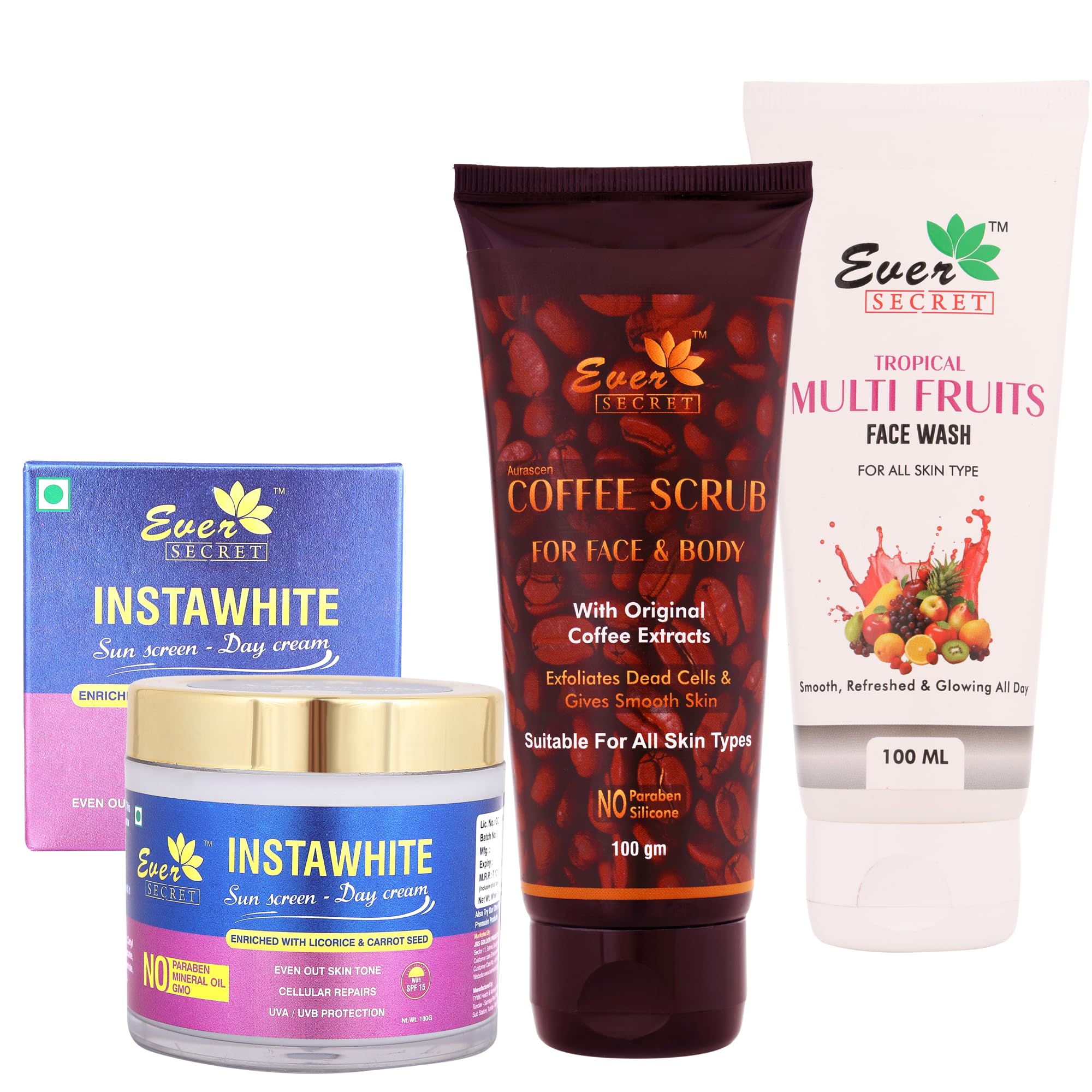 Combo 100 gm + 100gm Day Night Cream Instawhite with Sun Screen UVA UVB Protection with Vitamin E Niacinamide Licorice Carrot Seed Anti Aging & Anti Wrinkle Properties