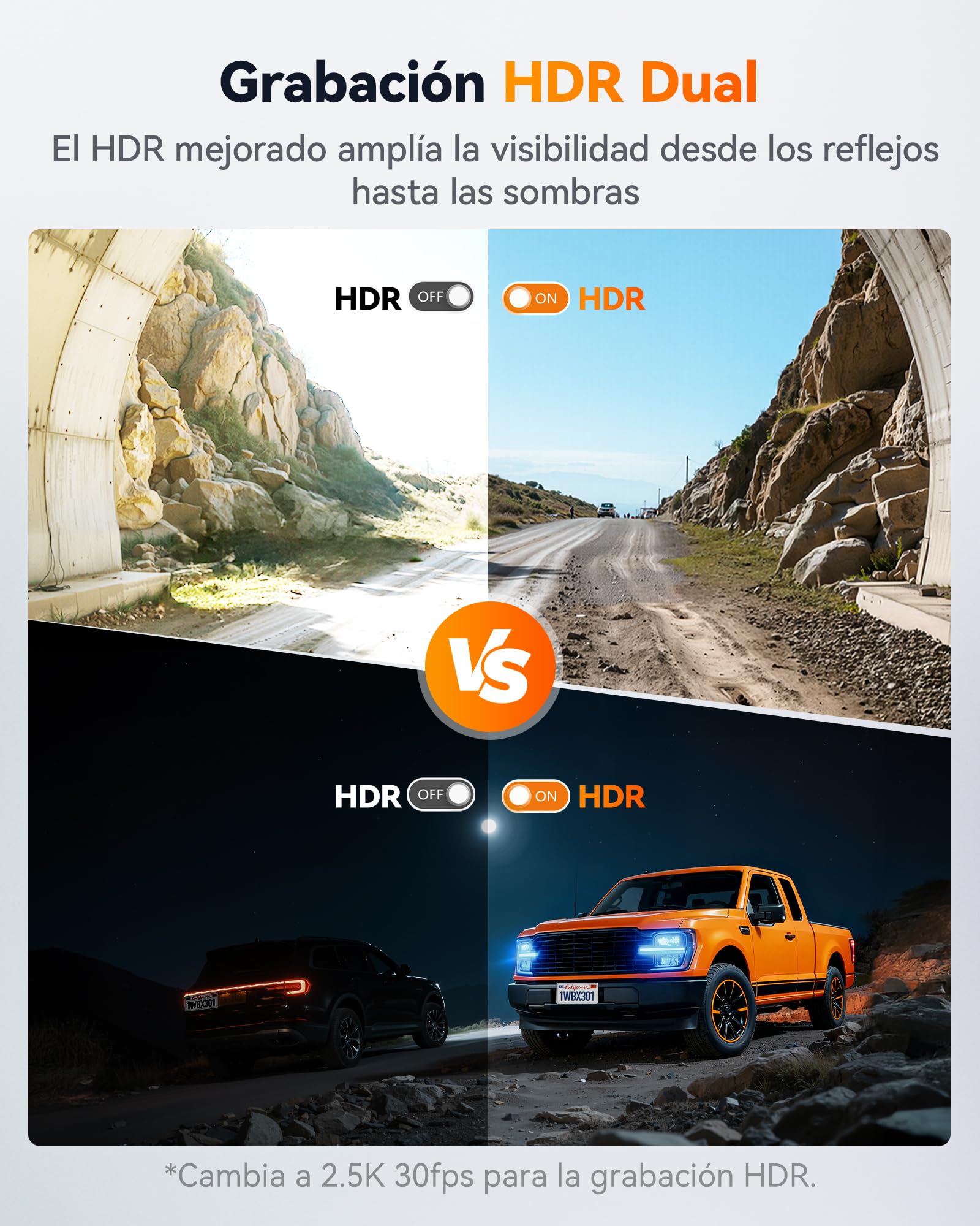 WOLFBOX X3 Pro - Cámara de salpicadero para coche, doble STARVIS 2 IMX 675, 1440P 60 FPS+1440P, ADAS Dashcam para coche, parte delantera trasera, estabilización de imagen con WiFi de 5,8 GHz, control