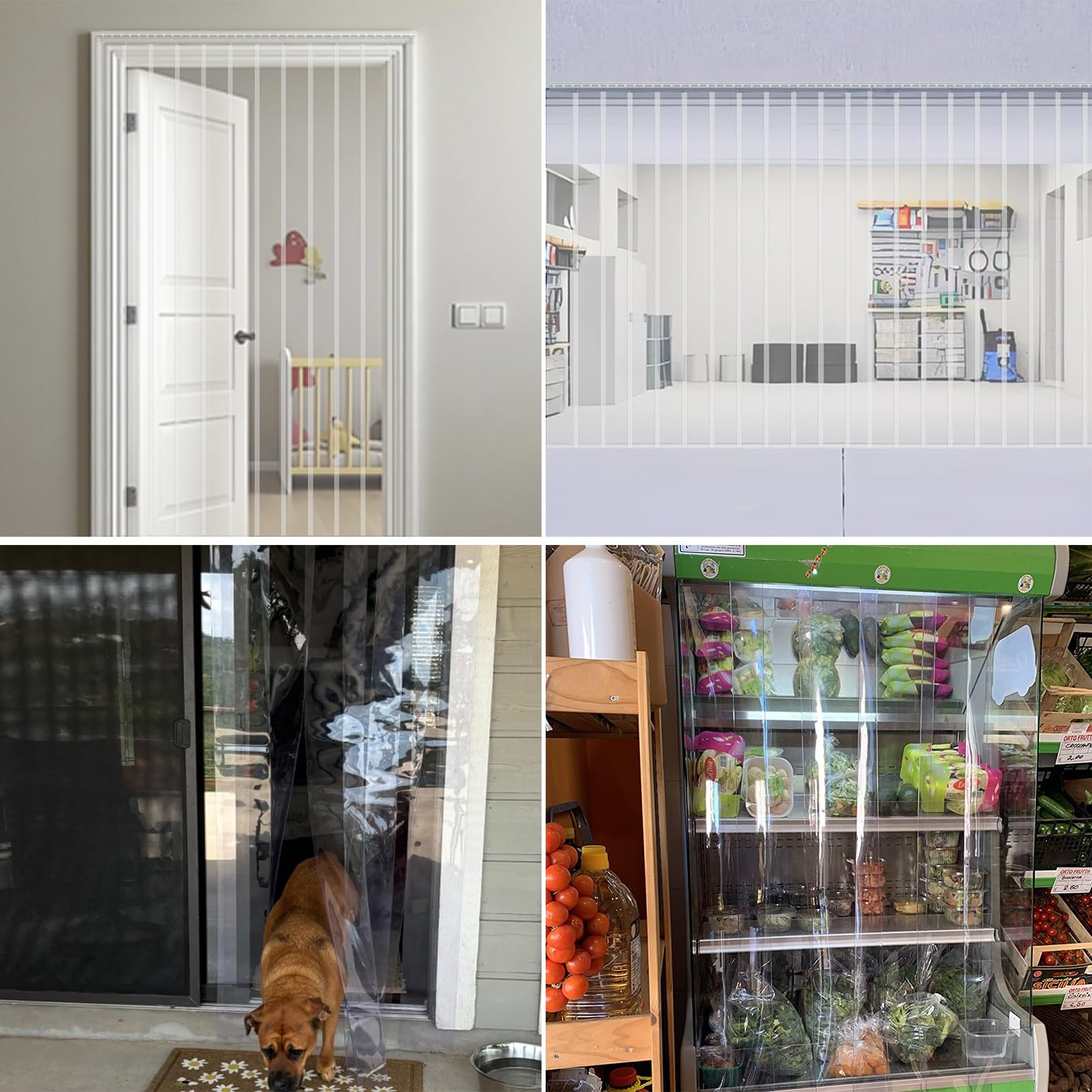Rideau à lamelles en PVC transparent pour patio, fenêtre, garage et congélateur, stores verticaux, 165 x 270 cm, idéal pour les glacières et les entrepôts, économe en énergie et durable