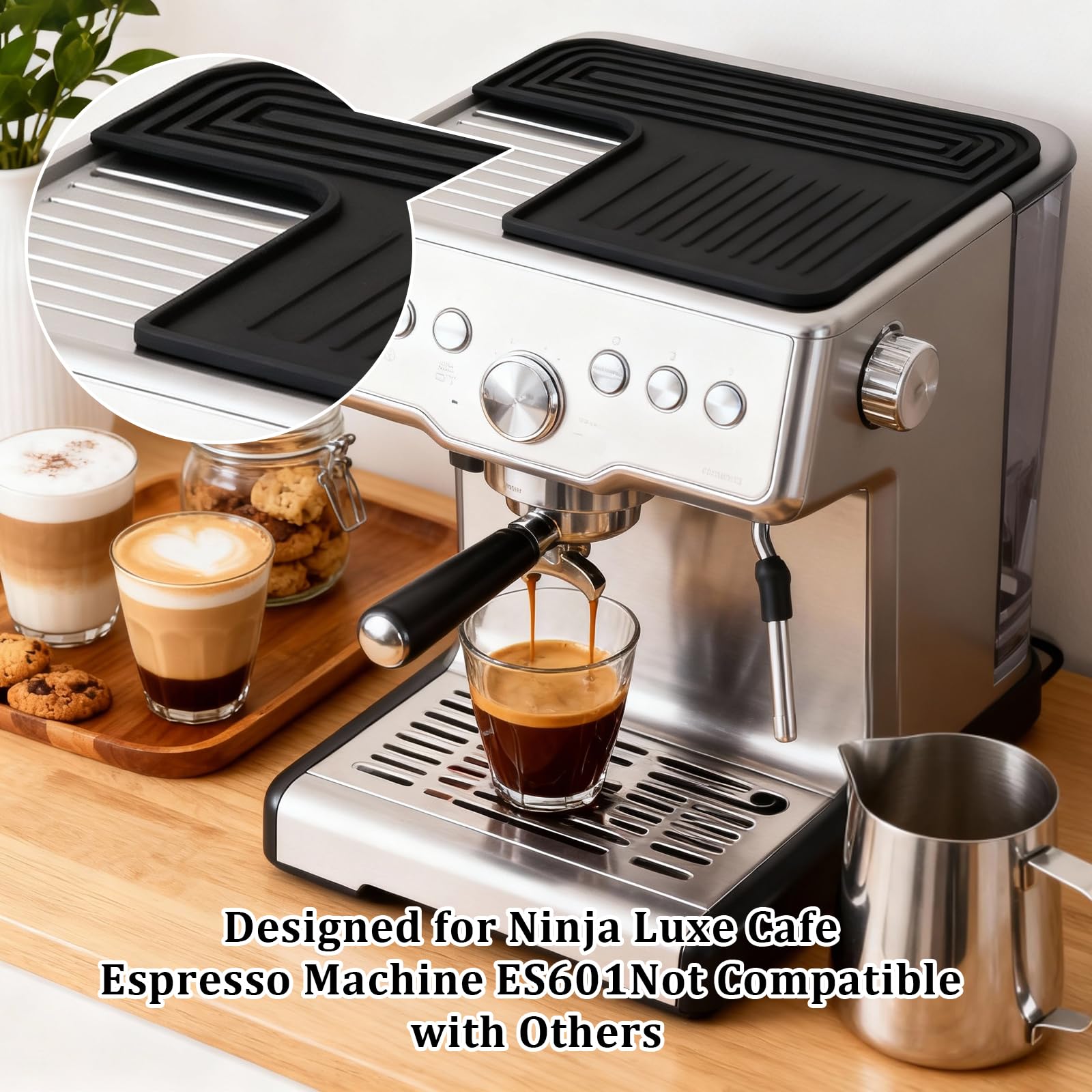 Mata silikonowa do ekspresu do kawy Ninja, antypoślizgowa mata do ekspresu do kawy Ninja Luxe Café Premier ES601EU/ES701EU, odporna na zarysowania, wodoszczelna, odporna na wysokie temperatury