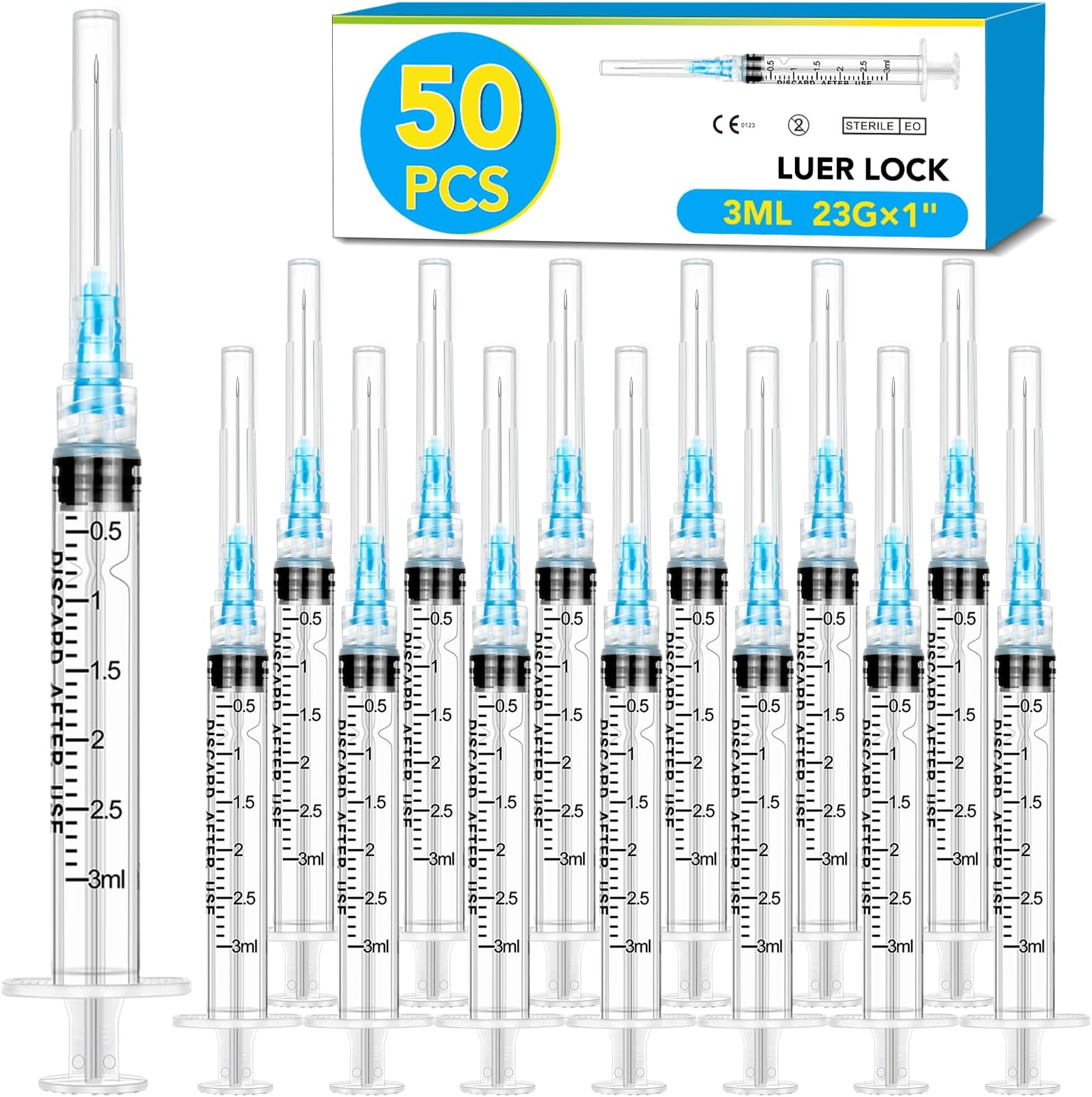 3ML 23 ga 1 inch Lab Supplies，Lab Essentials with Clear Scale
