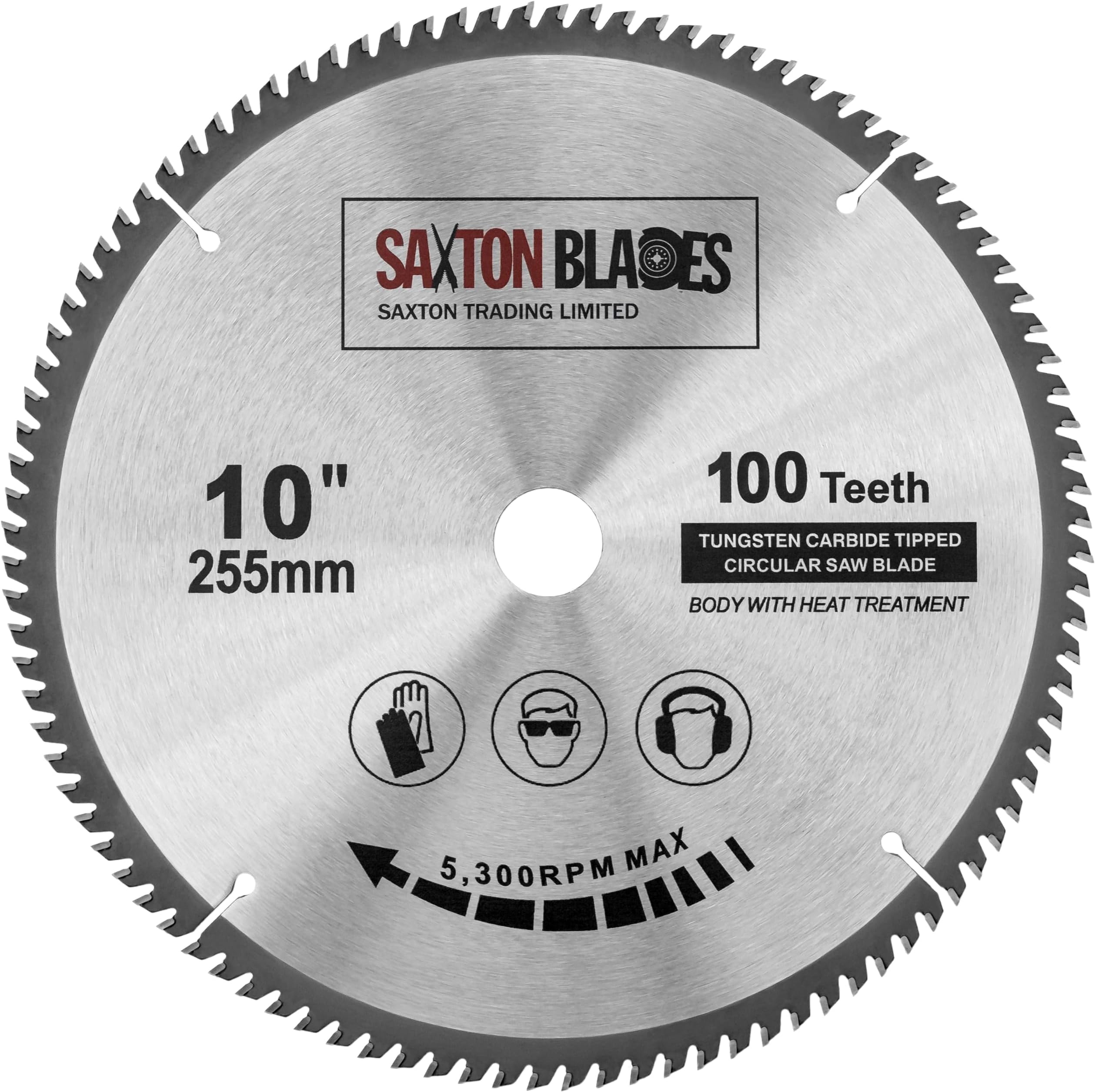 Saxton TCT Circular Fine Cutting Wood Saw Blade 255mm x 100T x 25.4mm Bore fits Evolution Rage Saws