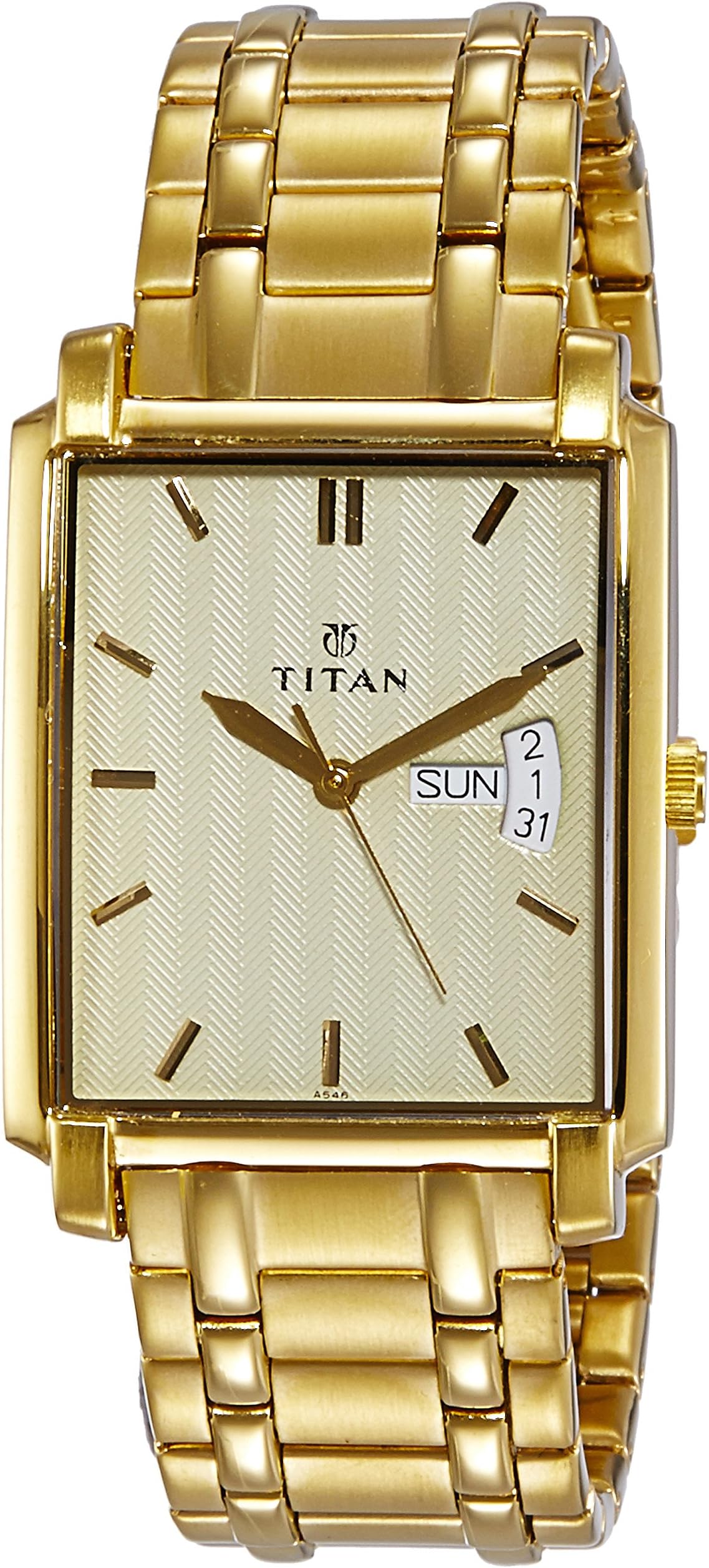 Titan Regalia Quartz Analog with Day and Date Champagne Dial Gold Stainless Steel Strap watch for Men - NT1506YM02