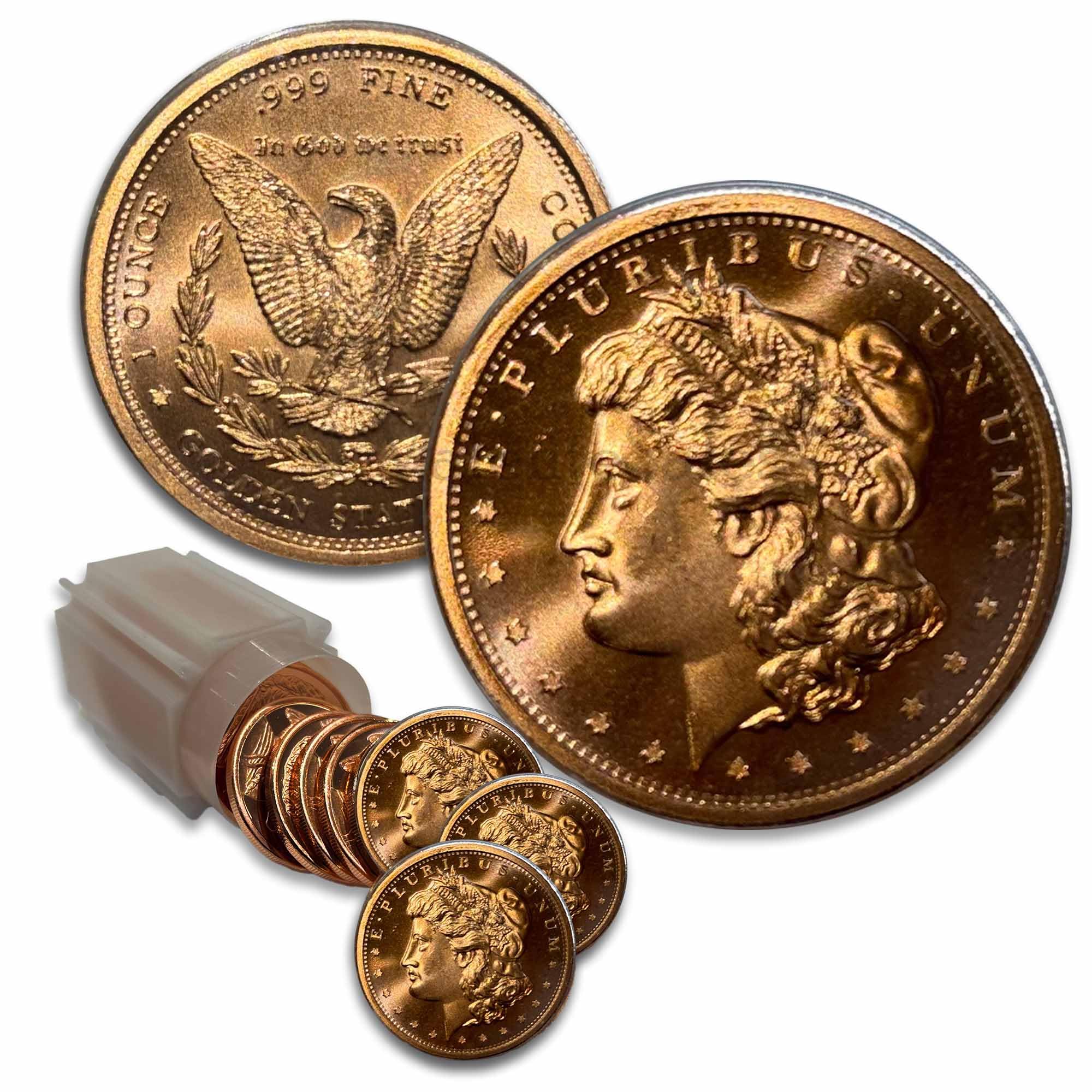 Generic 20pc x 1 oz Morgan copper round in storage tube