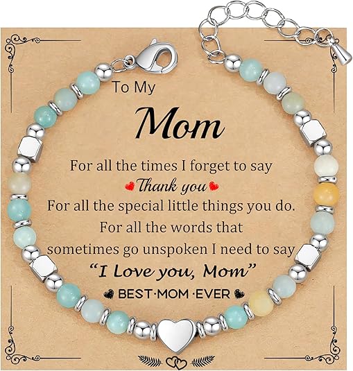 Christmas Gifts for Women, Stocking Stuffers for Teens Beaded Bracelets for Women Gifts for Mom Christmas Gift Mothers Day Gift for Grandma Daughter Bonus Mom Nature Stone Bead Bracelet Graduation Jewelry for Her 2026
