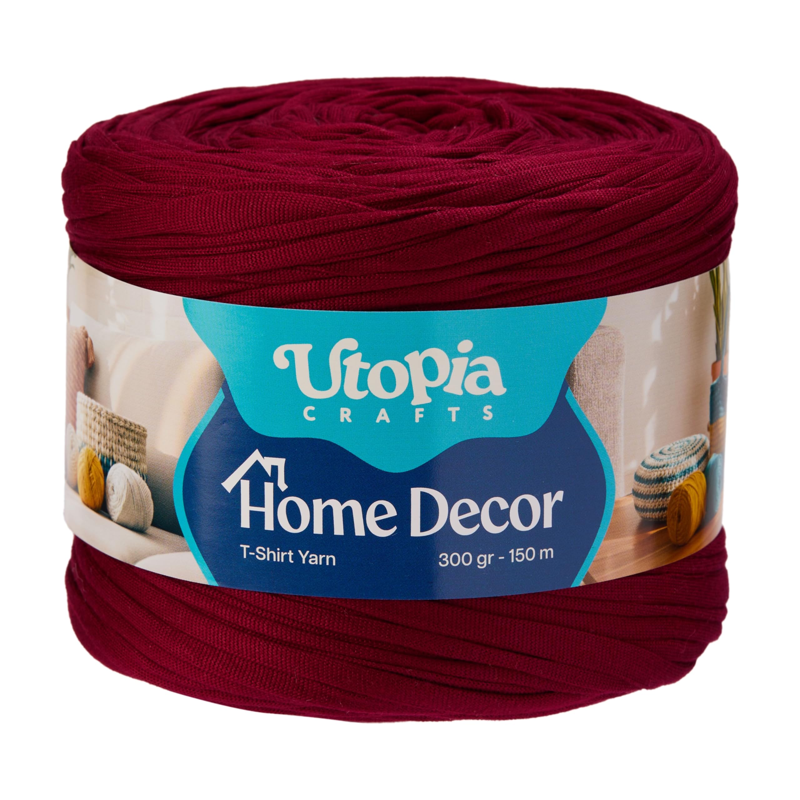 Utopia Crafts T-Shirt Yarn for Crocheting Bags & Baskets - Chunky Yarn for Crochet, Tshirt Tube Ribbon, 300g 150m, 5-7mm Jersey Cord (Magenta)