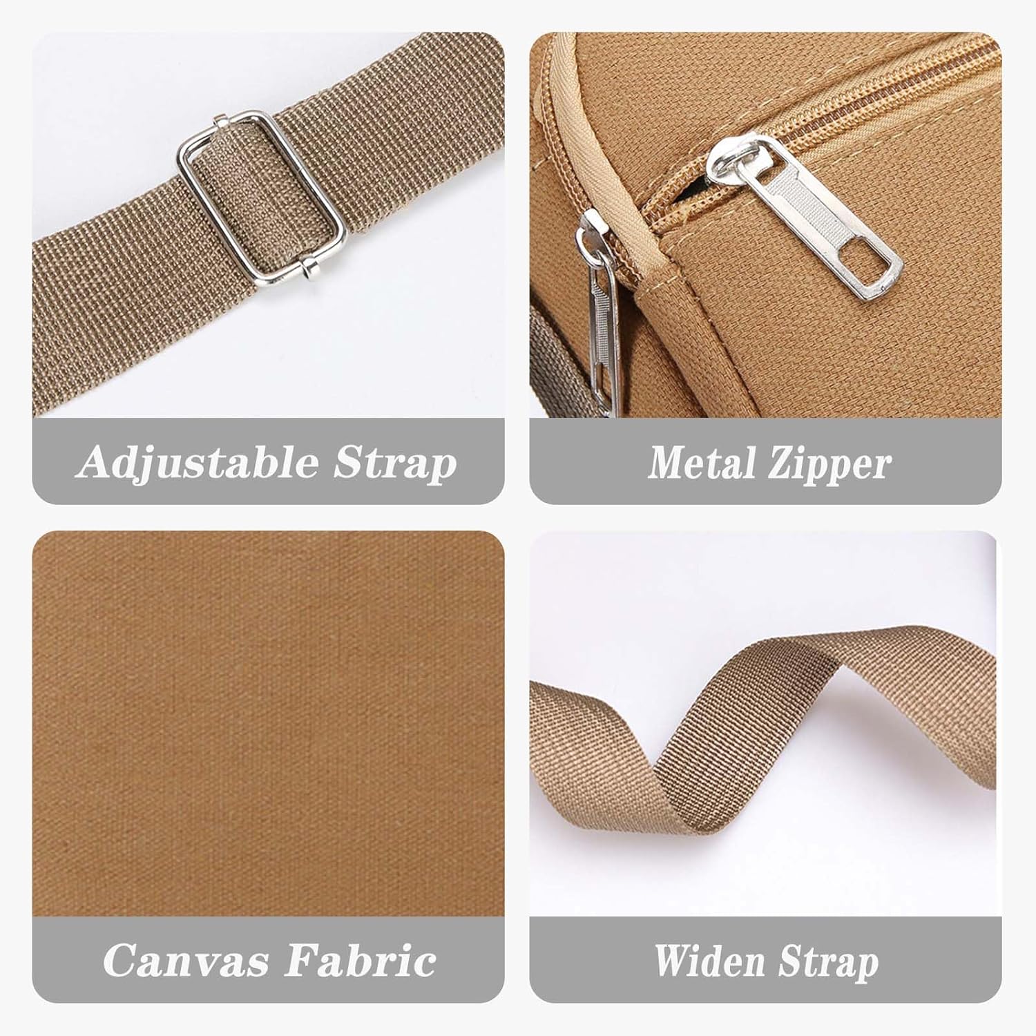 Mens Crossbody Bag with 4 Zipper Pockets, Canvas Messenger Bag for Men, Small Crossbody Purse for Men - Image 4