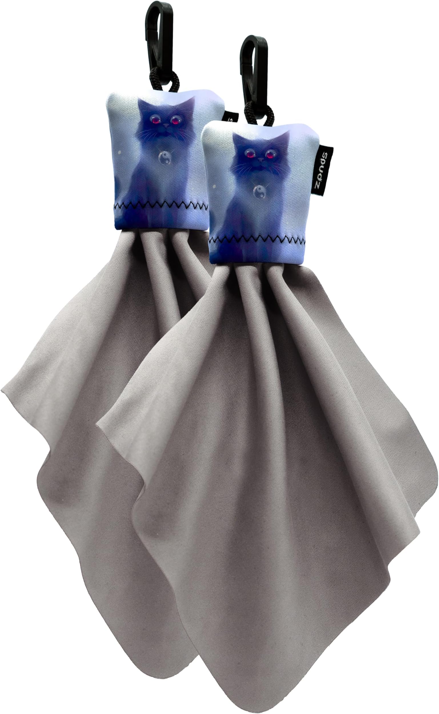 SPUDZ Classic | Microfiber Cloth Screen Cleaner and Lens Cleaner | Open Bottom | Cat | 6 x 6 Inch (2-Pack)