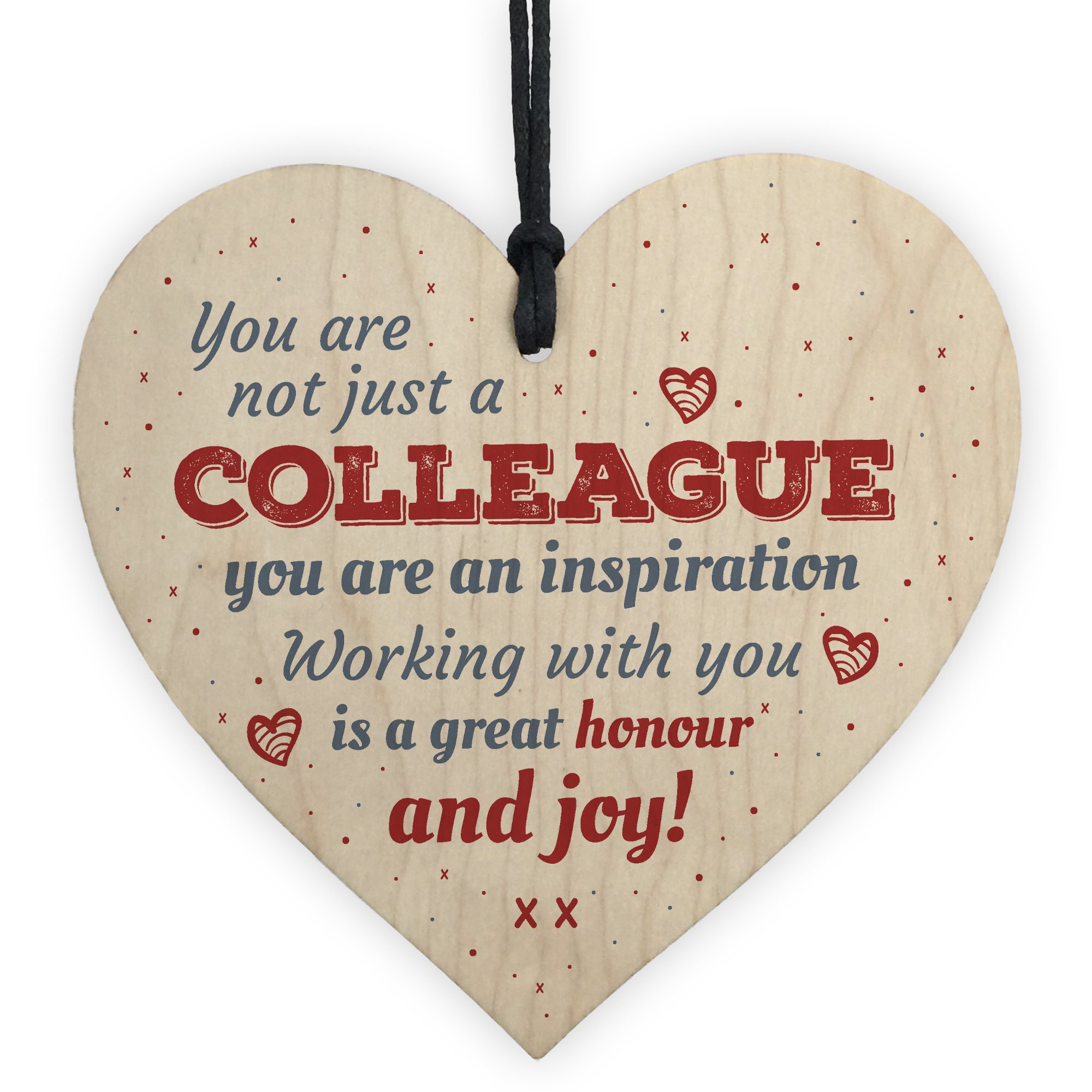 Red Ocean Handmade Wooden Heart Plaque Gift For Work Colleague Friend Friendship Thank You Keepsake Gift