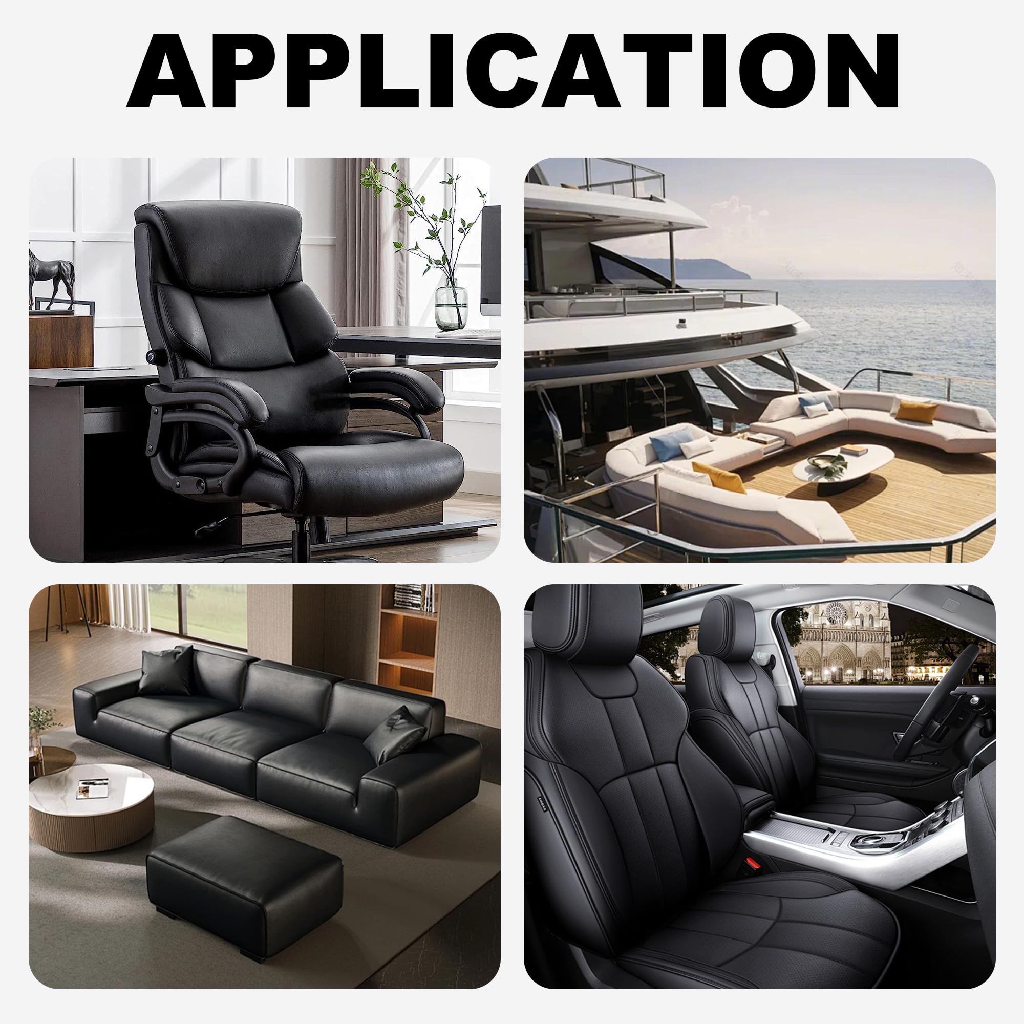 Rovang Faux Leather, Marine Vinyl PVC Leather for DIY Upholstery, Sofa Car Boat Seat Repair, Waterproof & Easy to Clean, Black (1 FT 55x12 Inch) — view 7