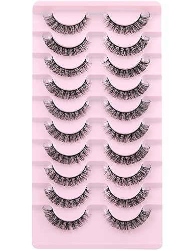 Miniatura 1 de wiwoseo Pestañas rusas, pestañas naturales de visón sintético, pestañas rizadas y onduladas, banda transparente, volumen ruso, 0.51 pulgadas,