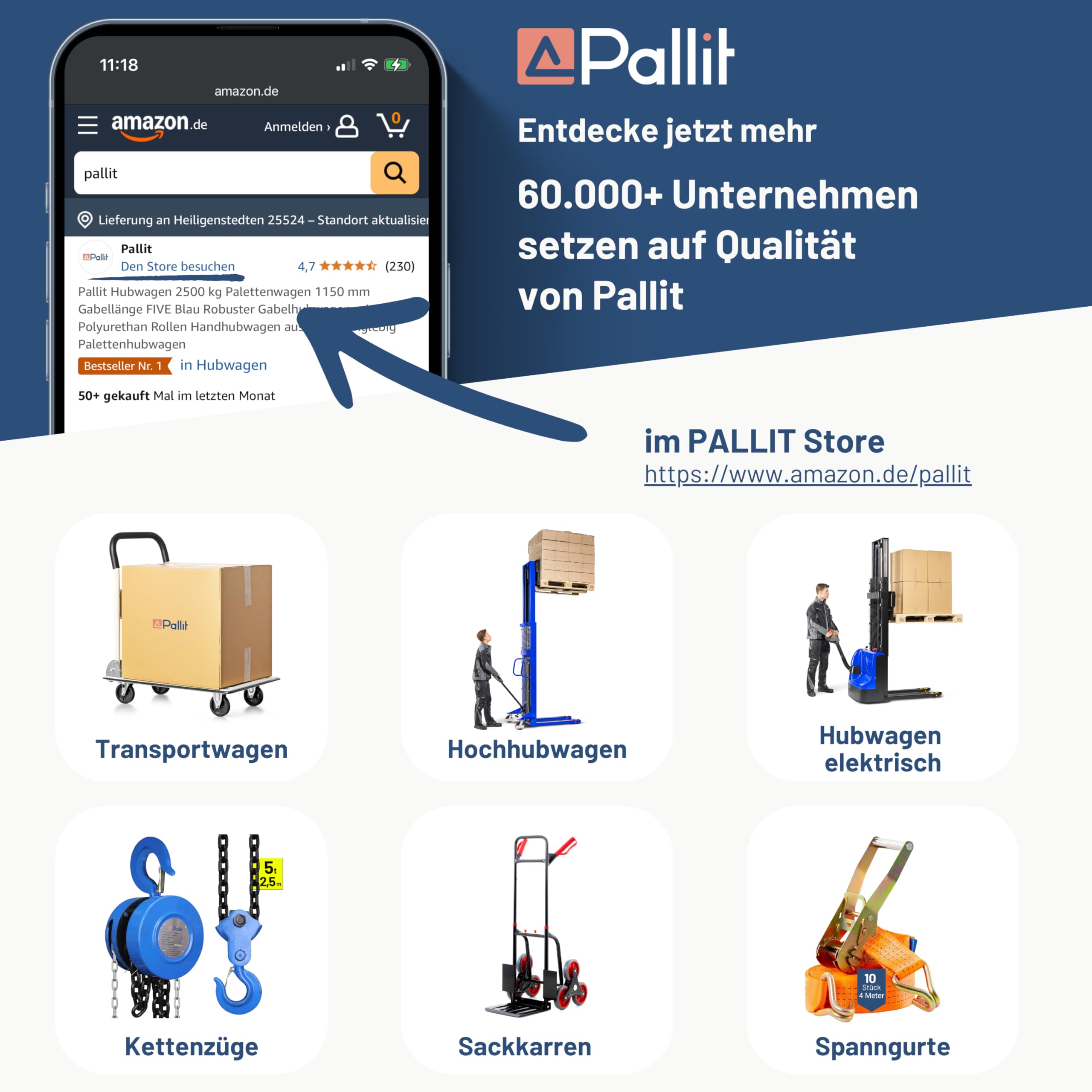 Pallit Kettenzug 1500 kg Ratschenzug 3 m Kettenlänge mechanischer Lastbremse CE-zertifiziert