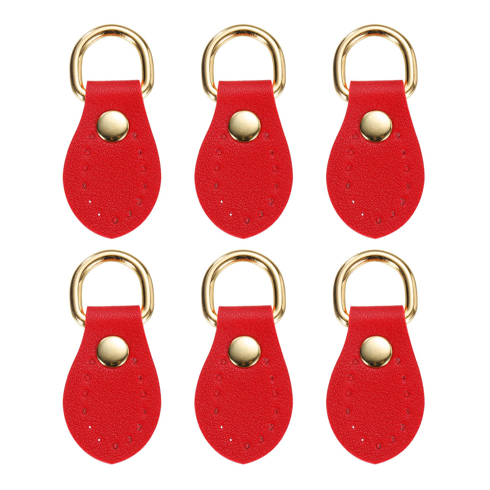 sourcing map 6pcs Purse Strap Mount Hook for Handbag, Sew on Leather Buckle Bag Side D-Ring Clips Replacement Clasp for DIY Shoulder Belt Crossbody Backpack Hardware, Red