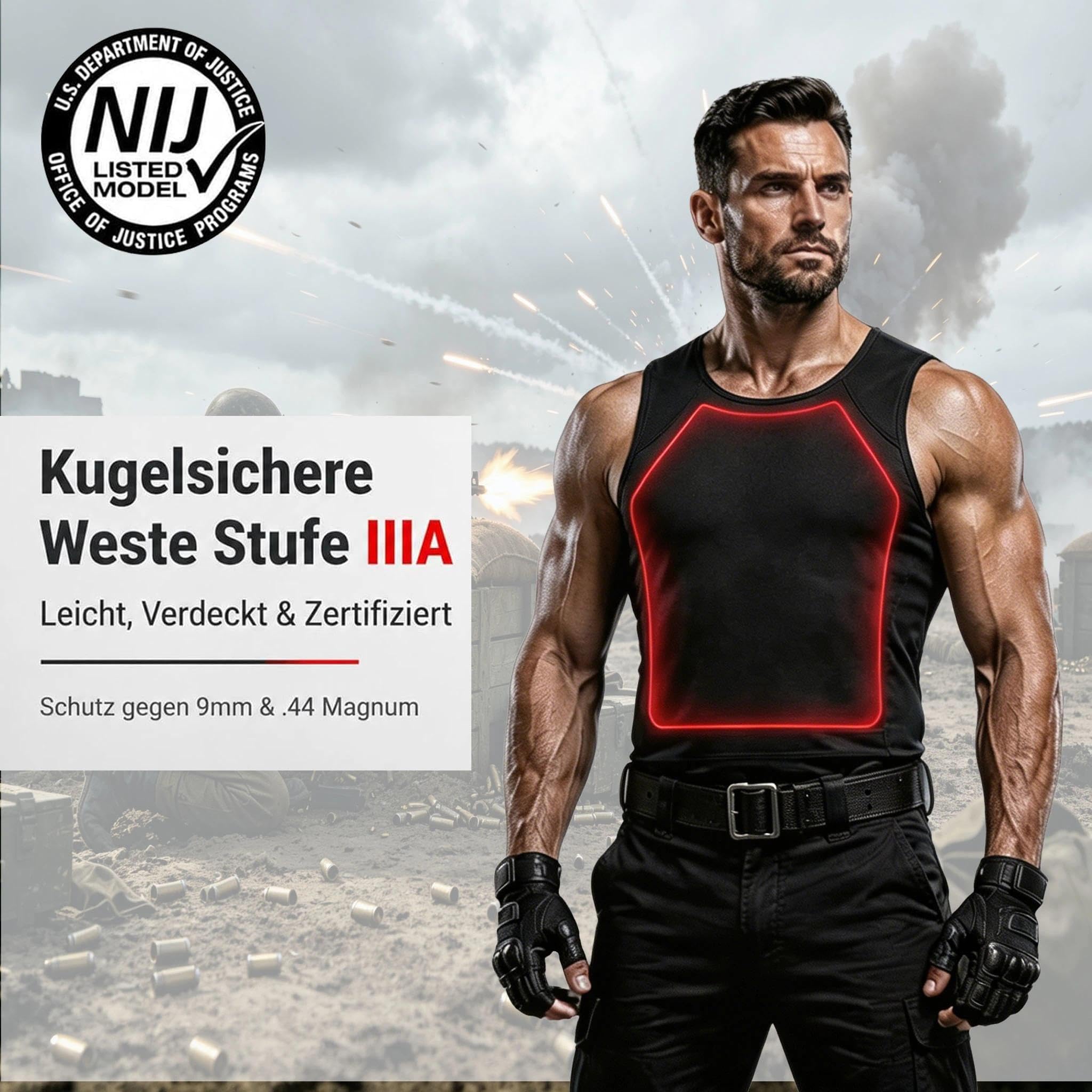 Generisch NIJ IIIA Level Bulletproof Vest,Kugelsichere Weste,Schusssichere Weste für Herren Damen, Leichte Verdeckt Tragbare Stichfeste Unterziehweste mit UHMW‑PE Schutzplatten,Vorne & Hinten Schutz