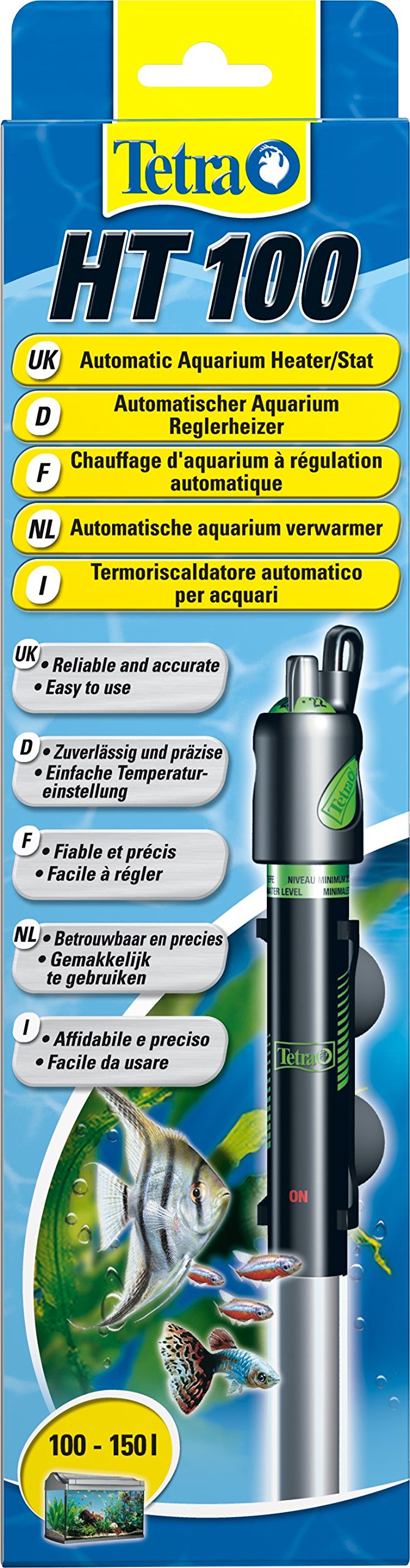 Tetra HT 100 - Potente Riscaldatore per Acquario per Coprire Diversi Livelli di Potenza con Manopola di Regolazione della Temperatura