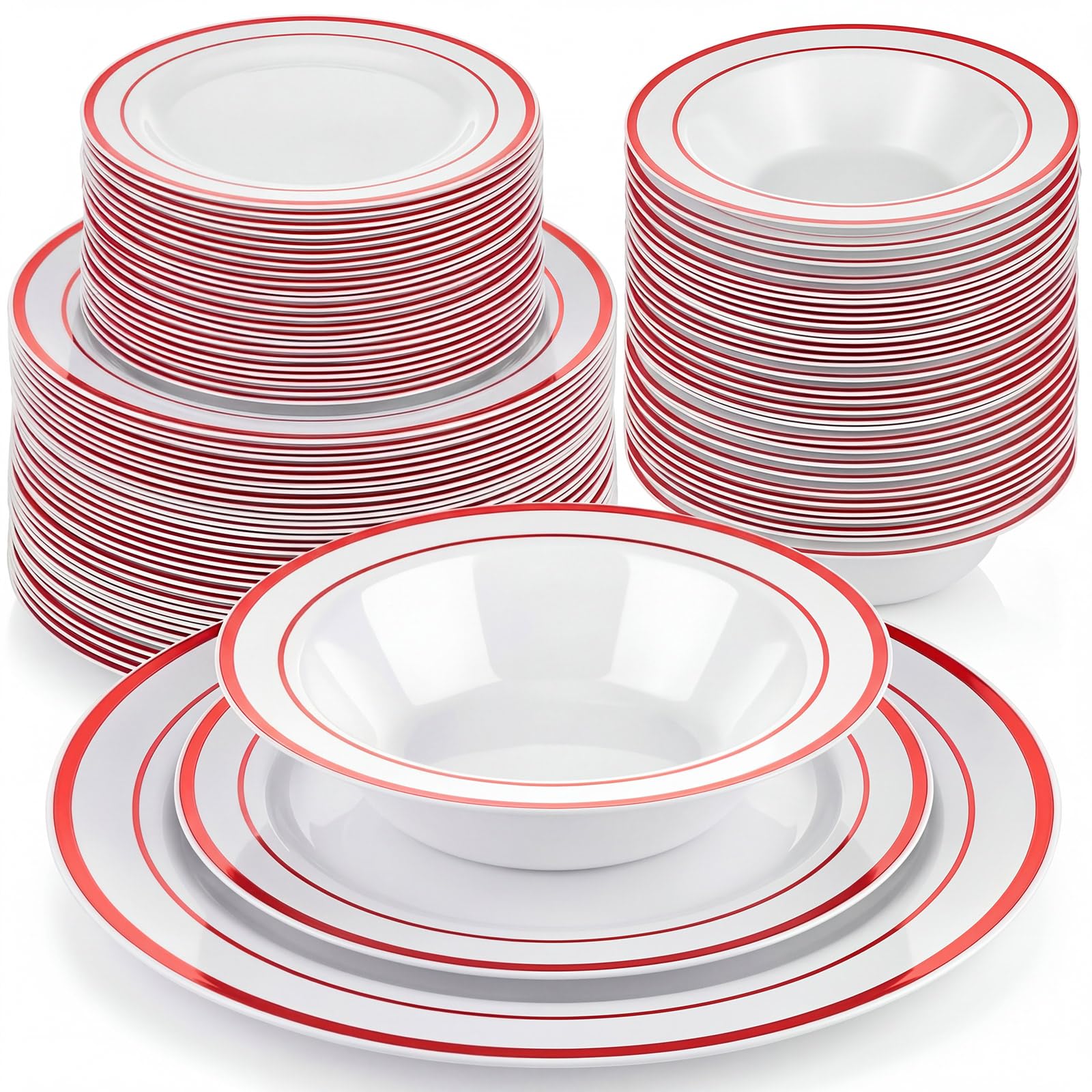 Havawish 150 Piece White & Gold Plates & Bowls -12