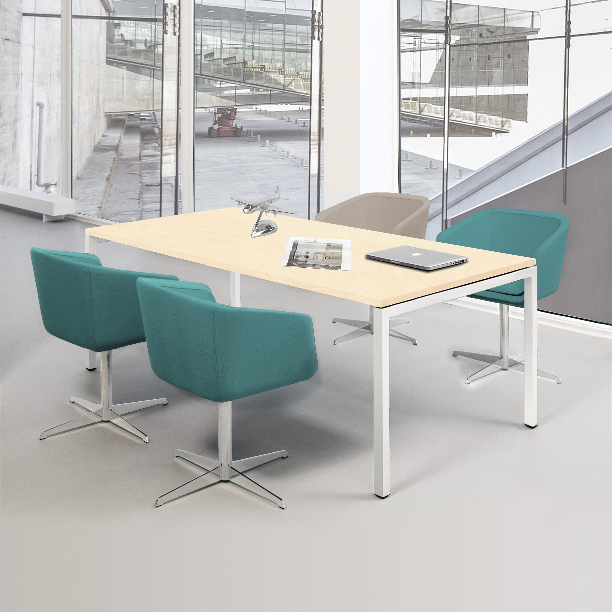 Weber Büroleben GmbH NOVA Tavolo riunioni 160 x 80 cm acero 4 – 6 pers. Tavolo da riunione, colore struttura: bianco